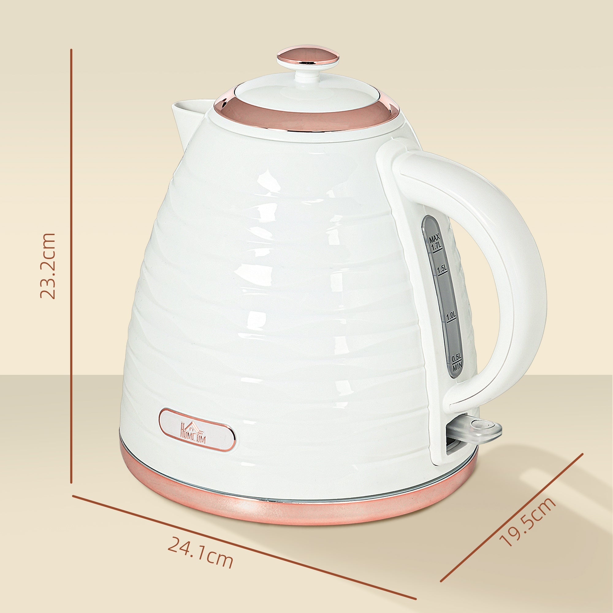 HOMCOM Electric Kettle, Fast Boil, 1.7L, 3kW, Swivel