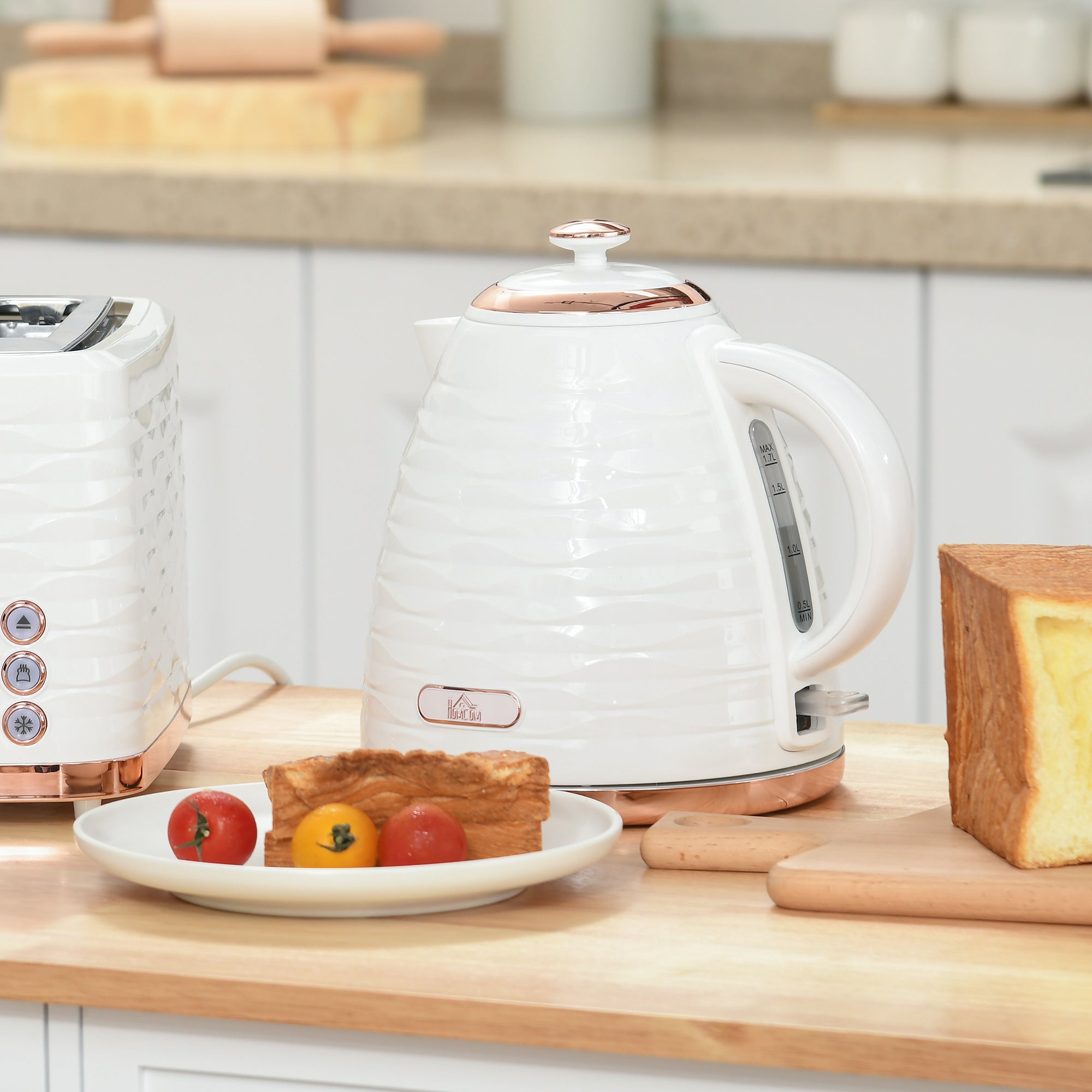 HOMCOM Electric Kettle, Fast Boil, 1.7L, 3kW, Swivel