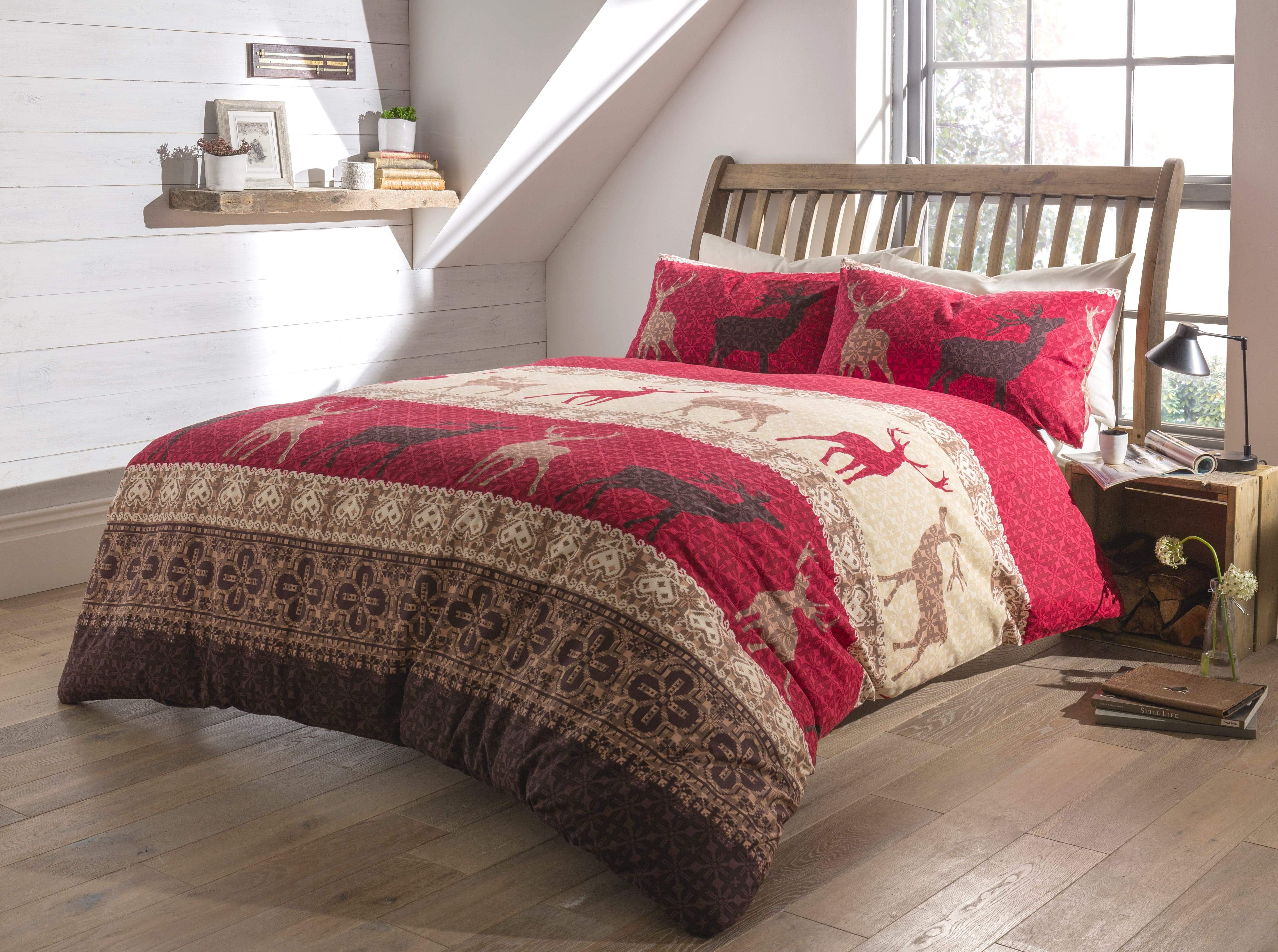 Fair Isle Highland Super Soft Brushed Cotton Flannel Duvet Set Luxurious Comfortable Bedding in Multiple Sizes for Bedroom Decor by OLIVIA ROCCO