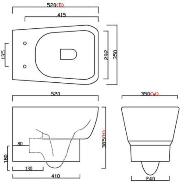 Cubix Wall Hung Toilet (suitable for cistern & frame packs)