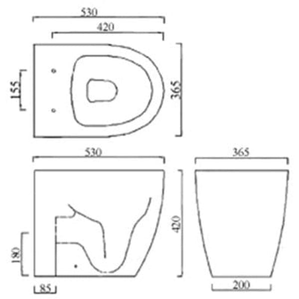 Emme Back to Wall Toilet (suitable for concealed cisterns)