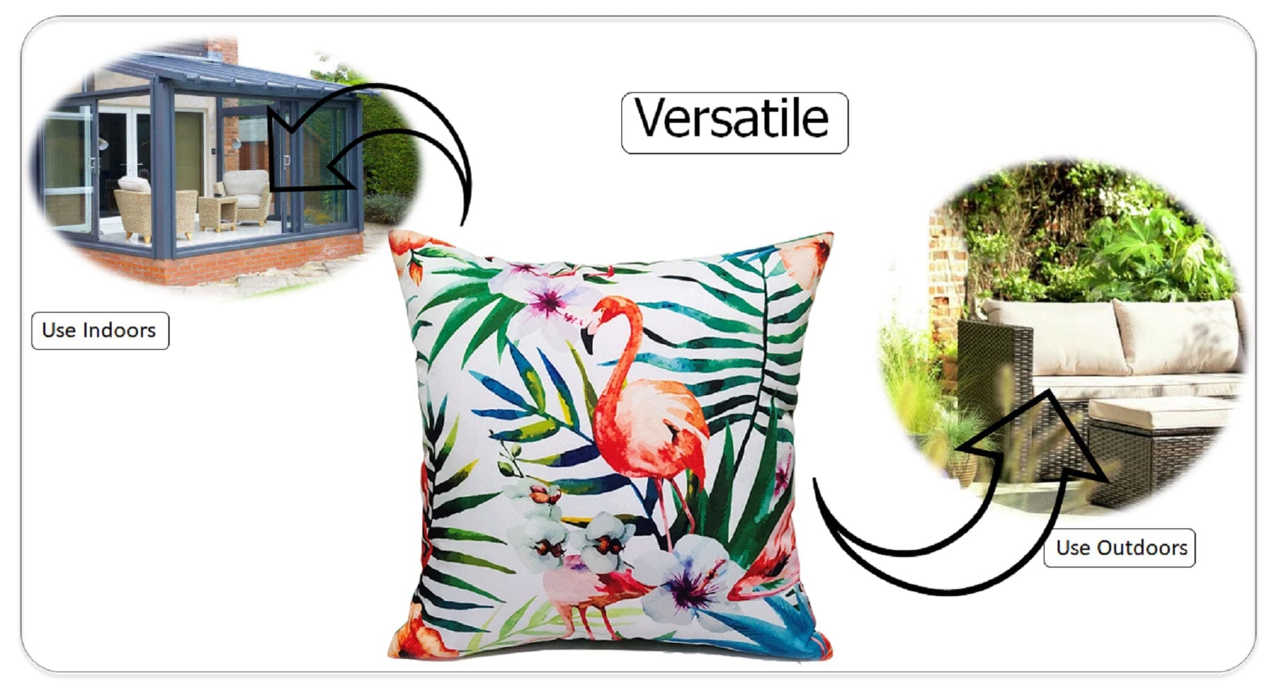 Flamingo Pattern Waterproof Outdoor & Indoor Cushions Hollowfibre Filled Weather-Resistant Decorative Patio Garden Cushions by OLIVIA ROCCO