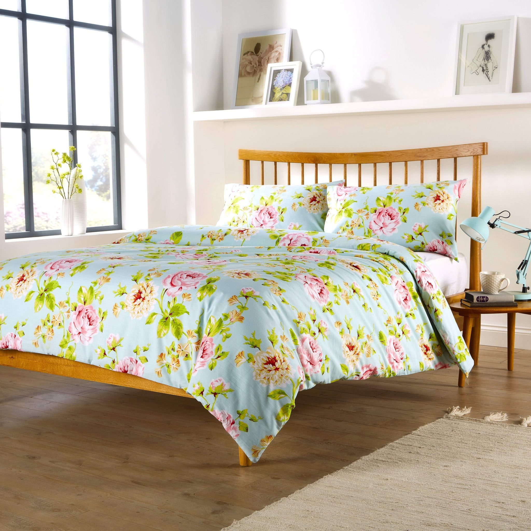 Fleur Luxurious Cotton Rich Duvet Set Soft Breathable Bedding with Elegant Design Available in Single Double King Super King Sizes by OLIVIA ROCCO