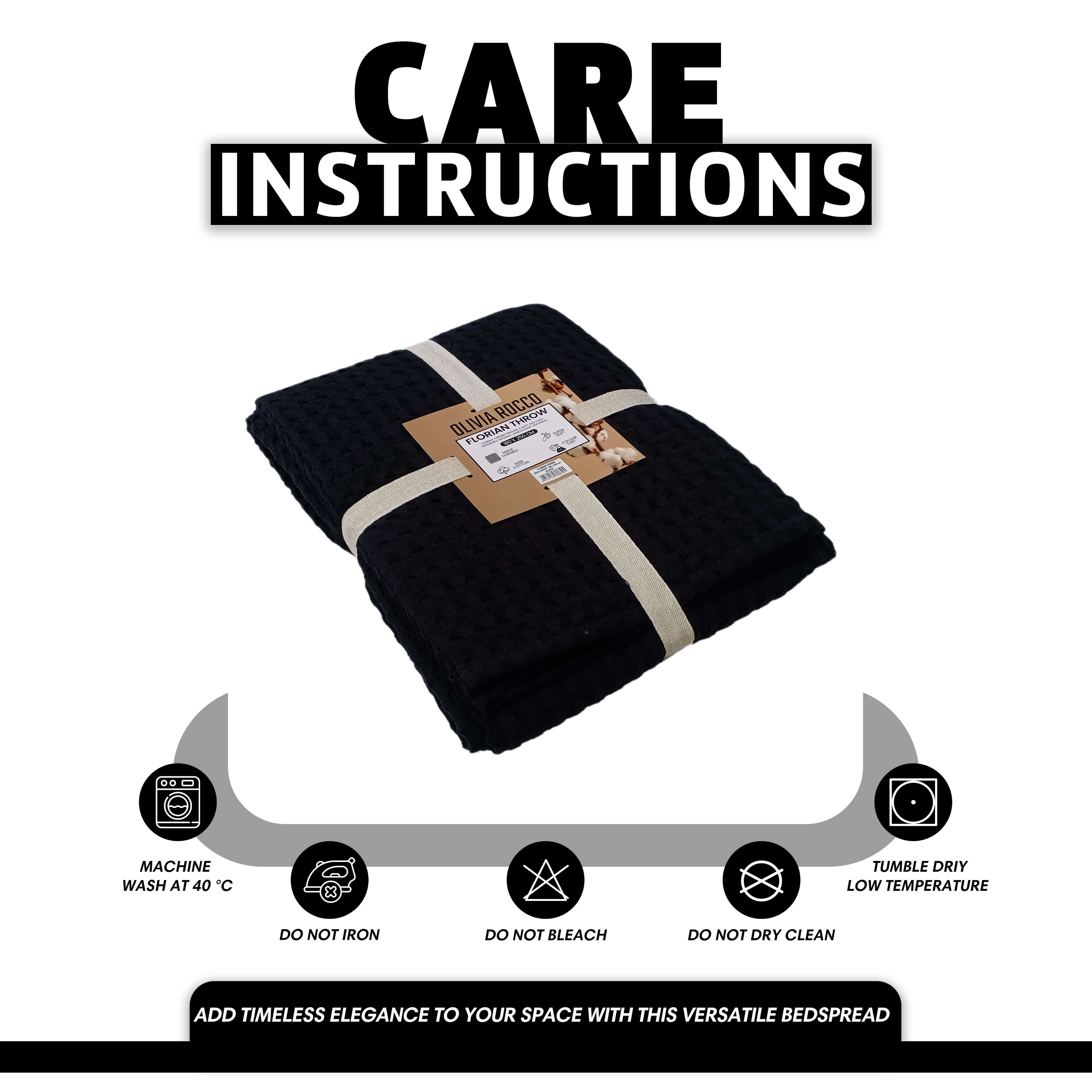 Florian Checked Throw Blanket Black Bedspread for Sofas Armchairs Sofa Settee Couch Beds & Couches by OLIVIA ROCCO