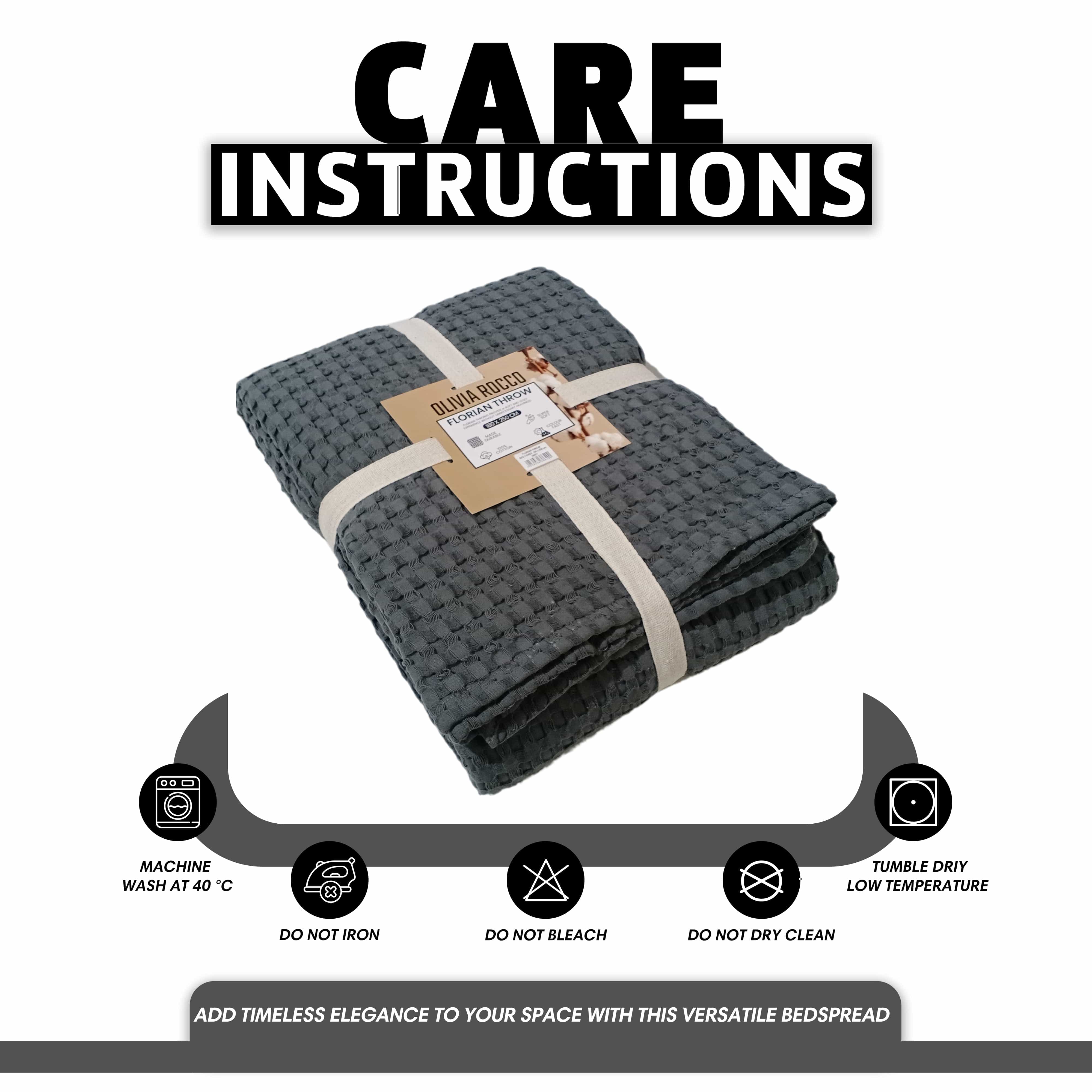 Florian Checked Throw Blanket Grey Bedspread for Sofas Armchairs Sofa Settee Couch Beds & Couches by OLIVIA ROCCO