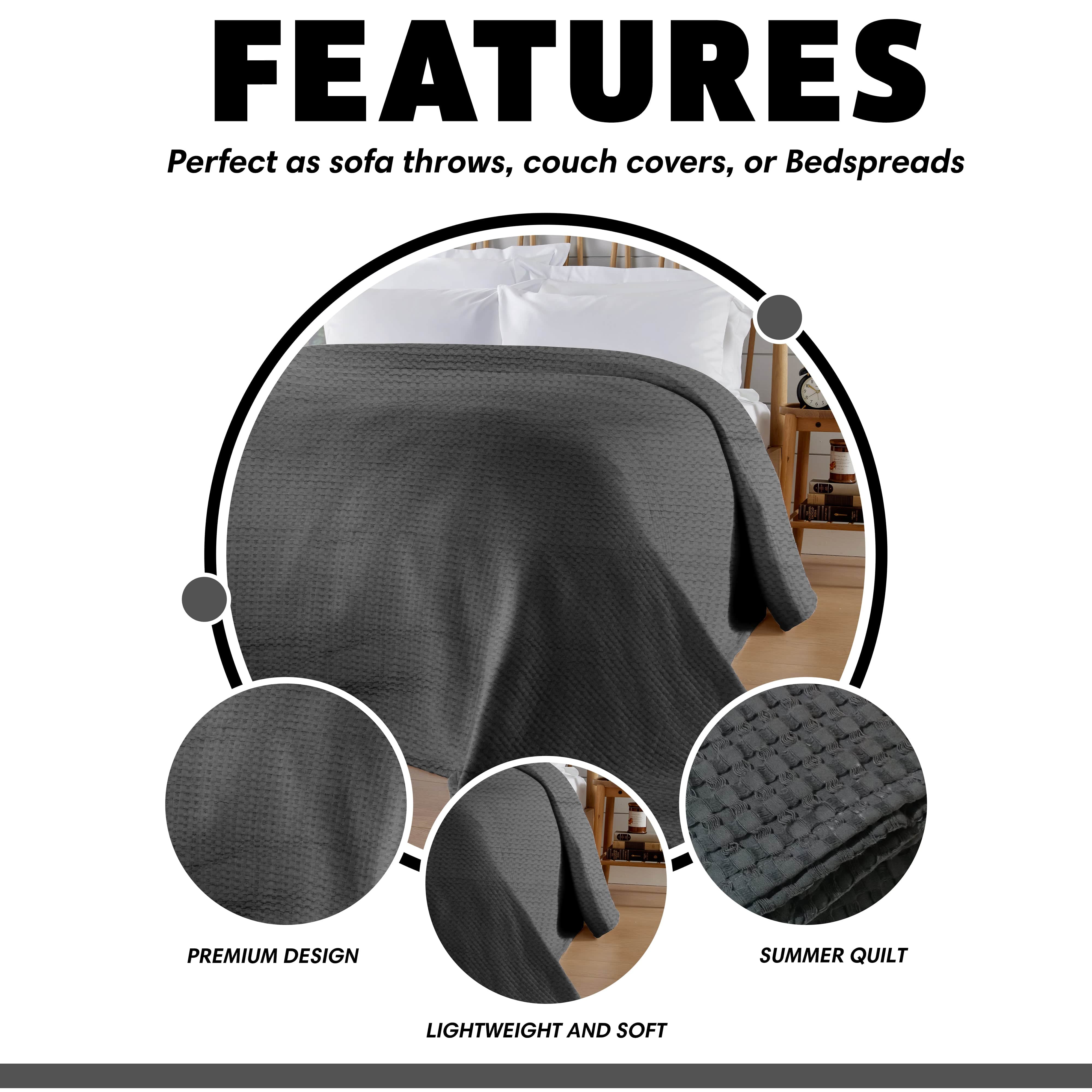 Florian Checked Throw Blanket Grey Bedspread for Sofas Armchairs Sofa Settee Couch Beds & Couches by OLIVIA ROCCO