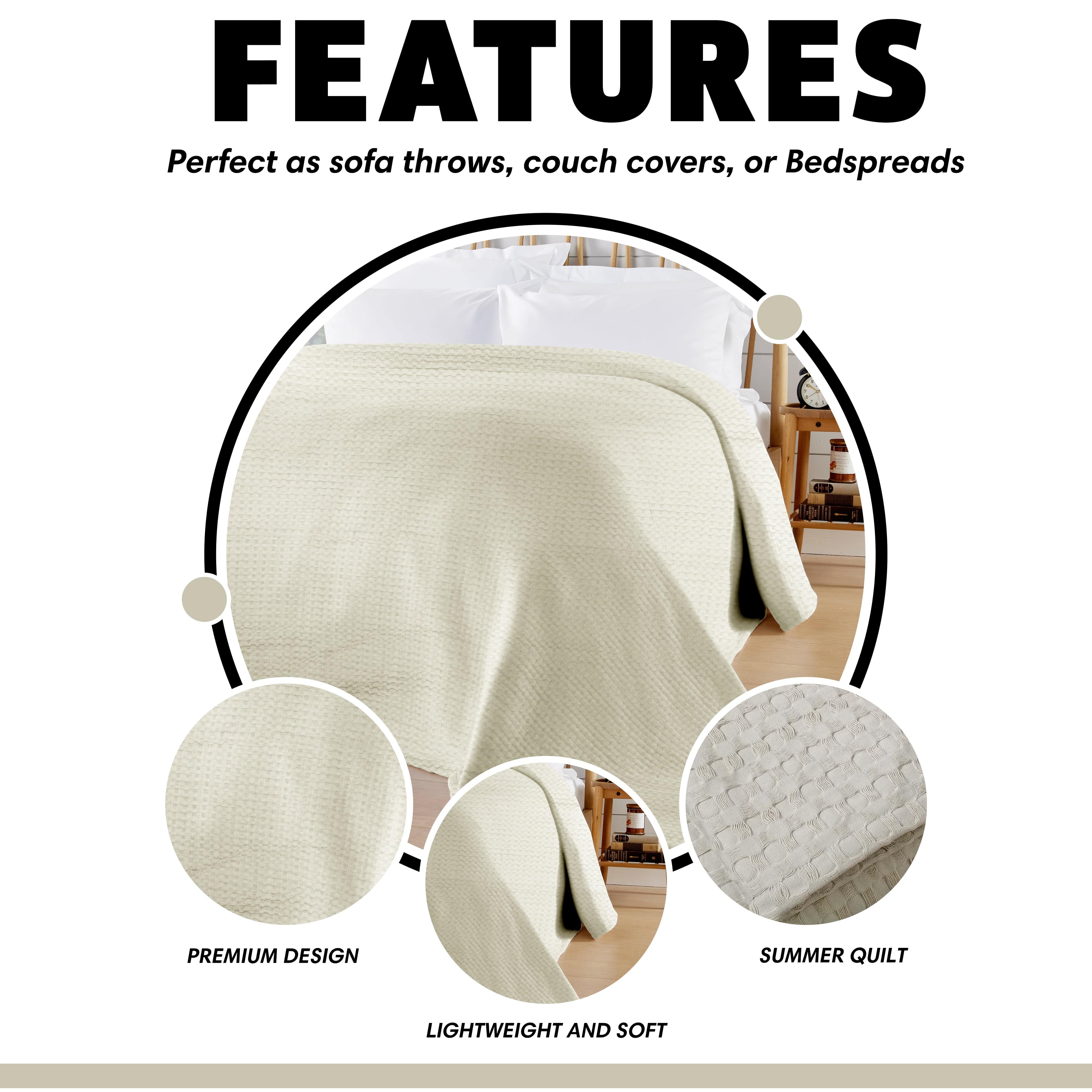 Florian Checked Throw Blanket Natural Bedspread for Sofas Armchairs Sofa Settee Couch Beds & Couches by OLIVIA ROCCO