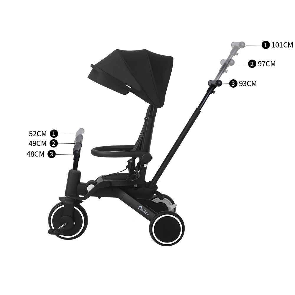 Foryourlittleone Xplor Ultimate 6 in 1 Foldable Trike - Jet Black (10m-5y)