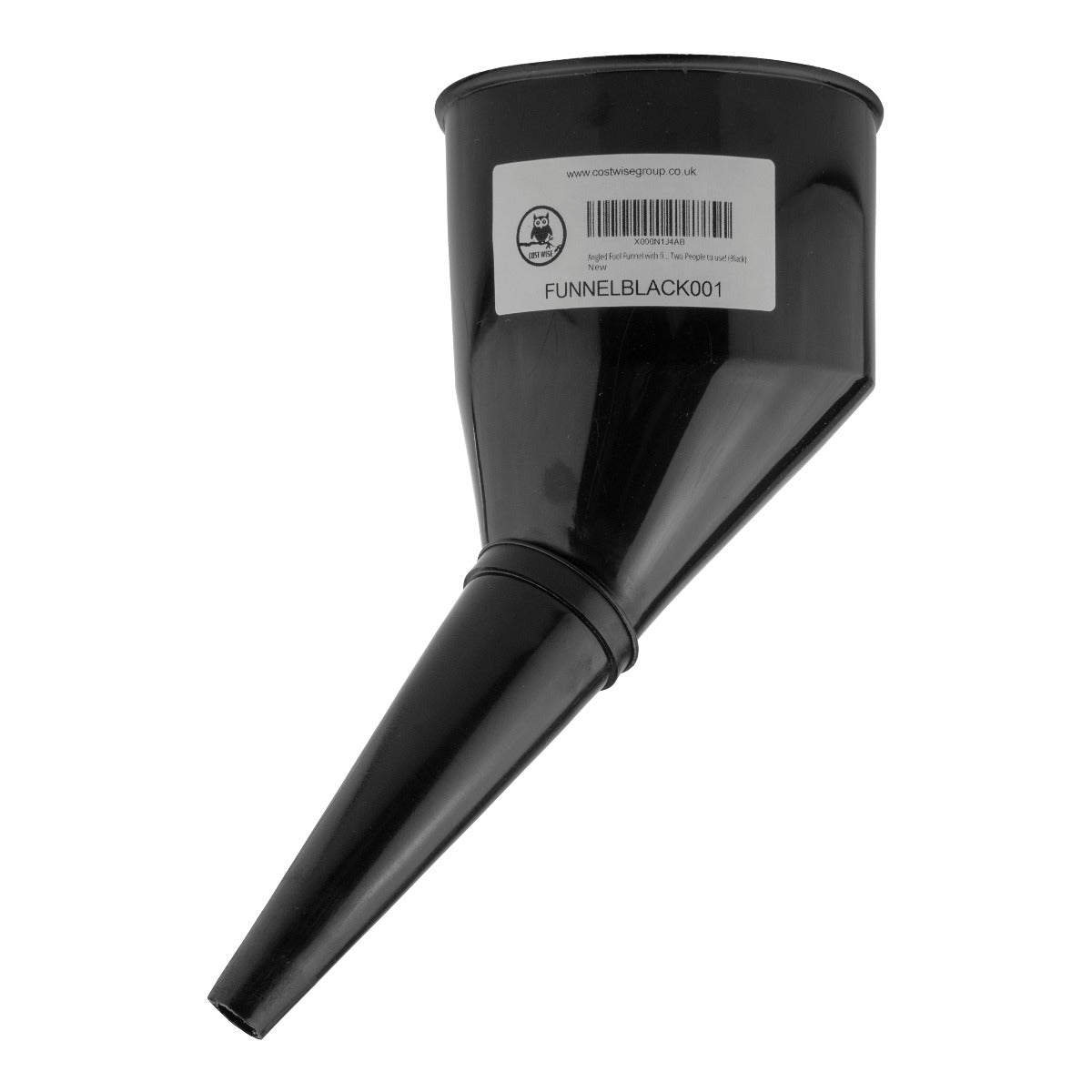 Angled Car Fuel Funnel with Filter, Black
