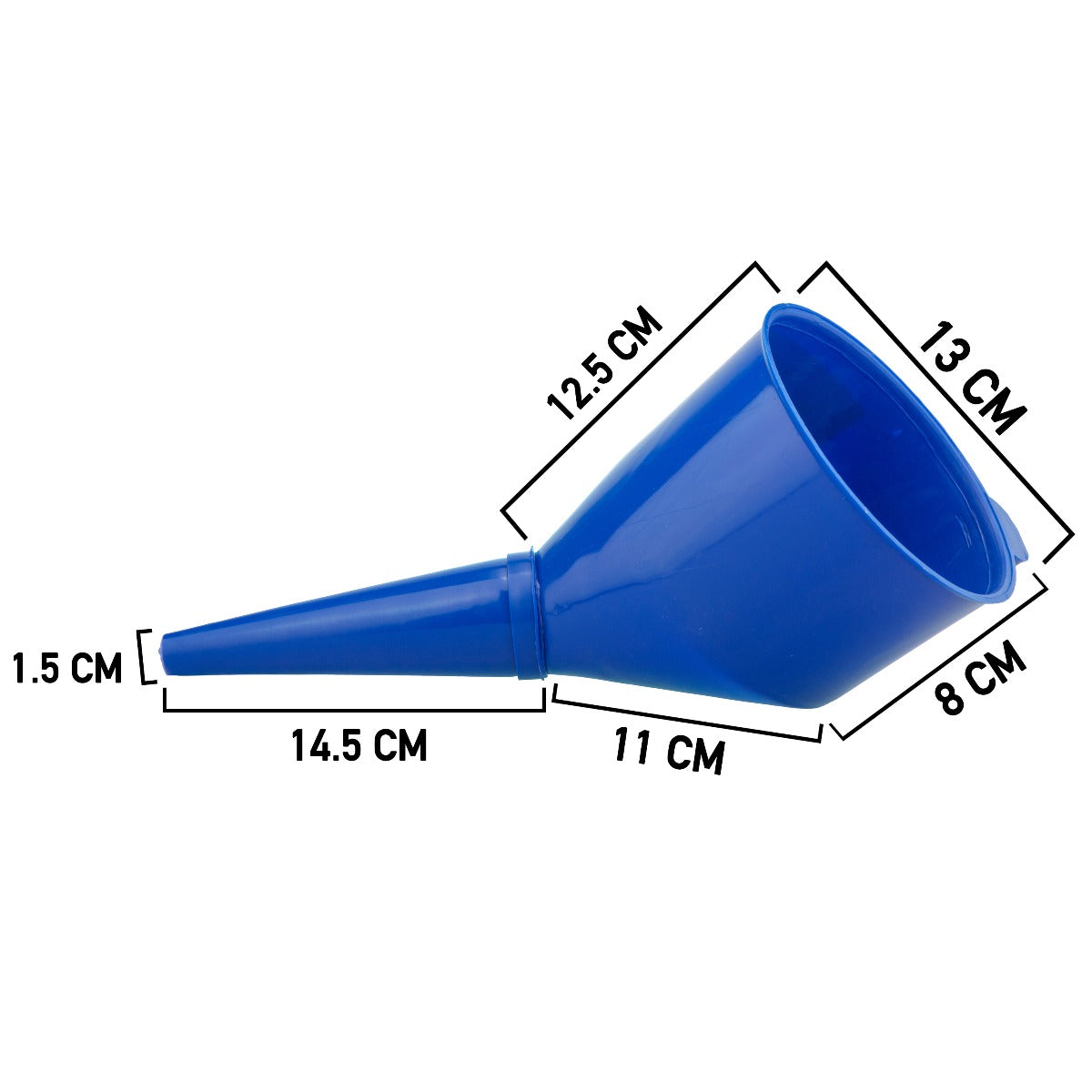 Angled Car Fuel Funnel with Filter, Blue