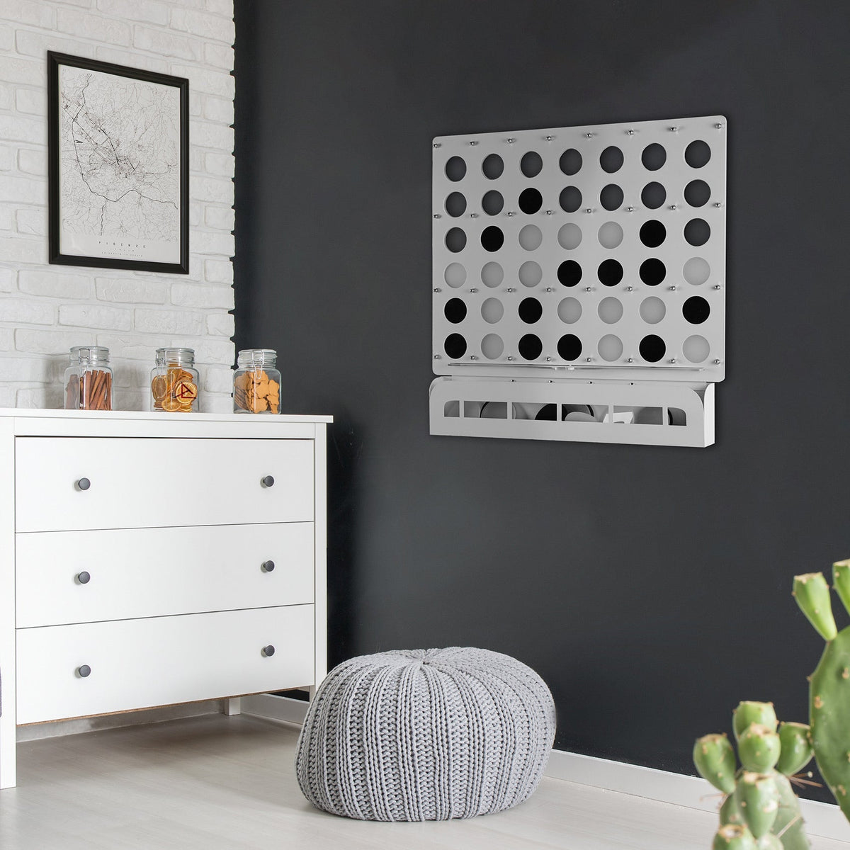 White Four in a Row Wall Game