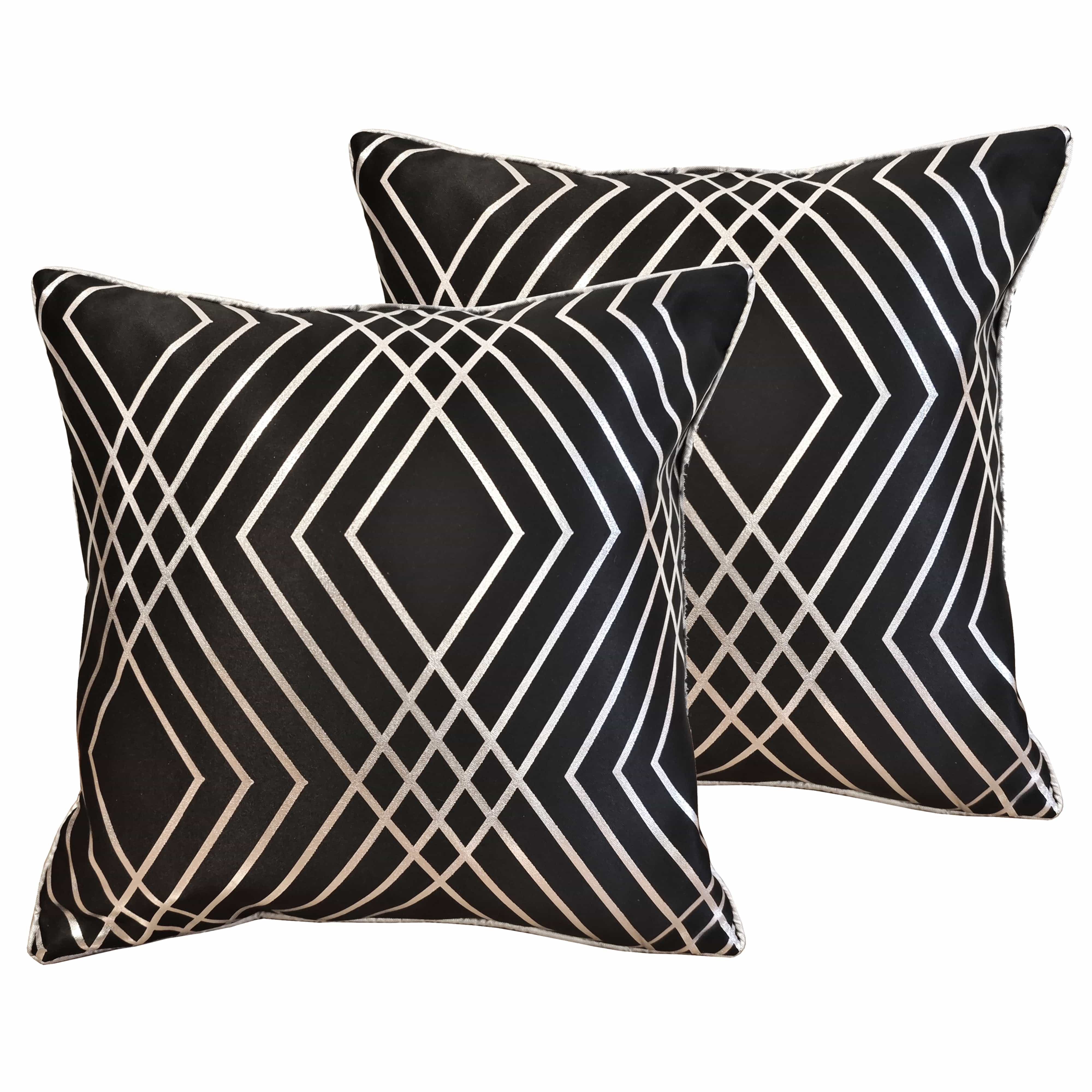 Geo Sparkle Cushion Covers 2 Pack Decorative Scatter Pillow Cases Geo Black for Sofa Bed Chair Lounge by OLIVIA ROCCO
