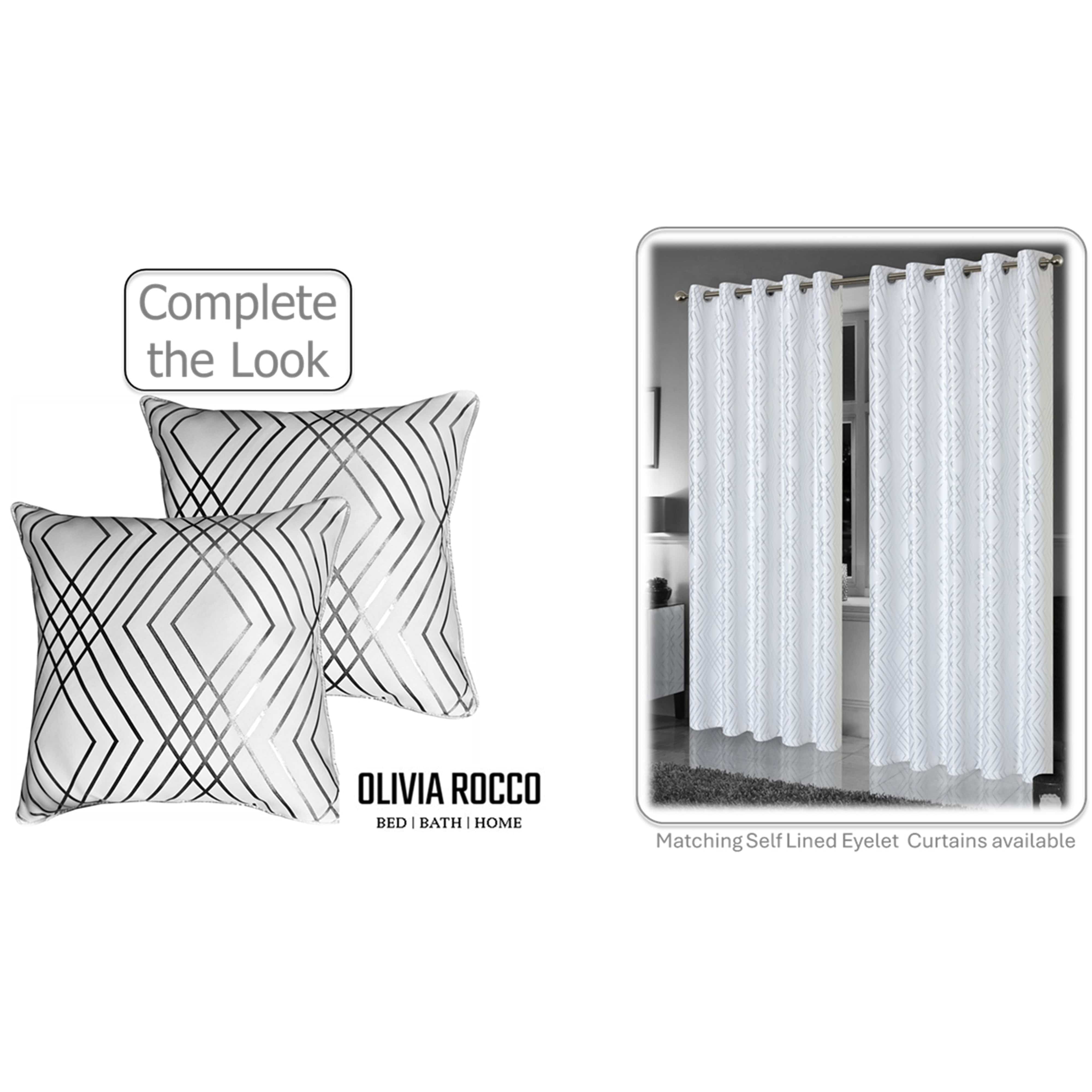 Geo Sparkle Cushion Covers 2 Pack Decorative Scatter Pillow Cases Geo White for Sofa Bed Chair Lounge by OLIVIA ROCCO