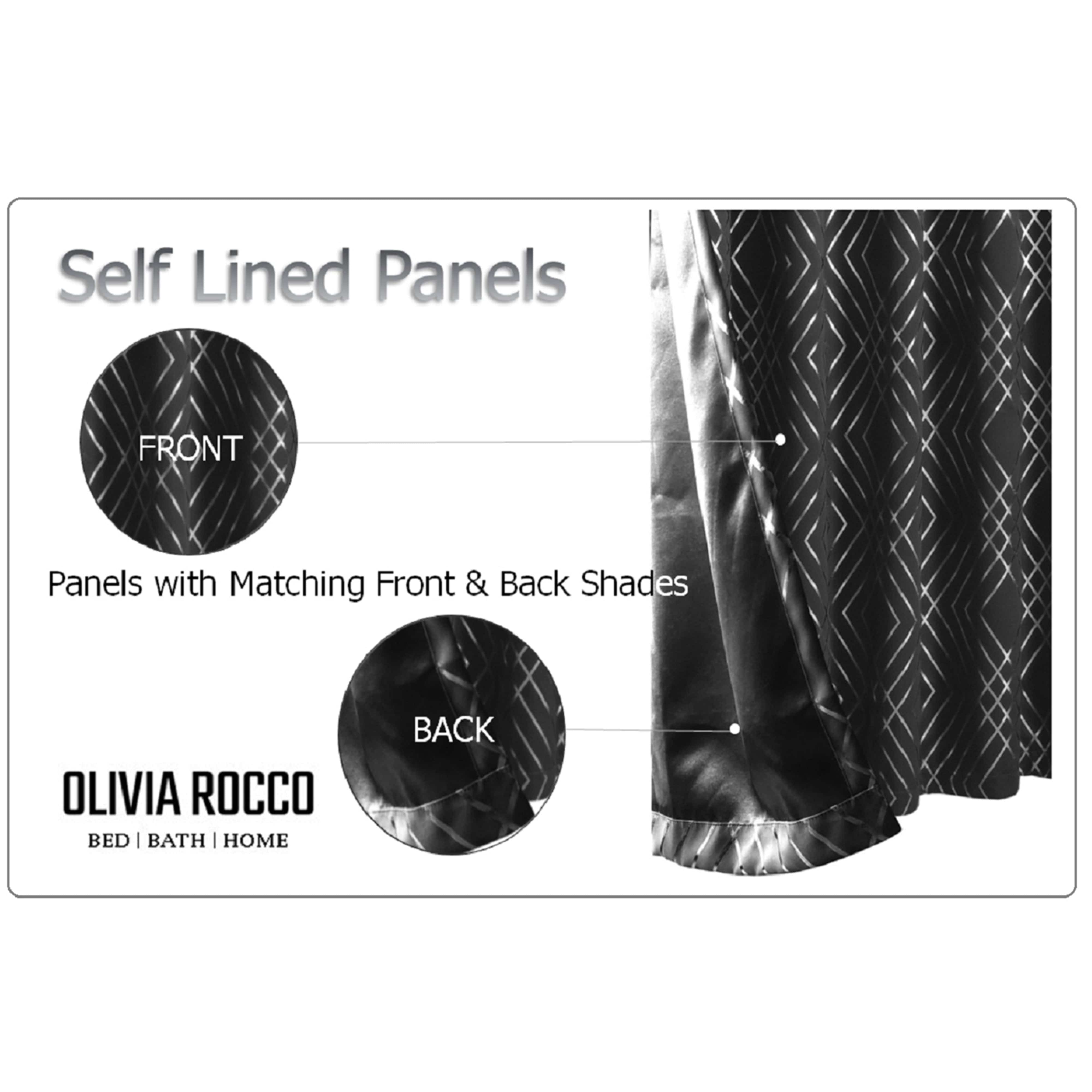 Geometric Black Sparkle Blackout Curtains Soft Thermal Insulated Eyelet Ring Top Living Room & Bedroom Drapes by OLIVIA ROCCO