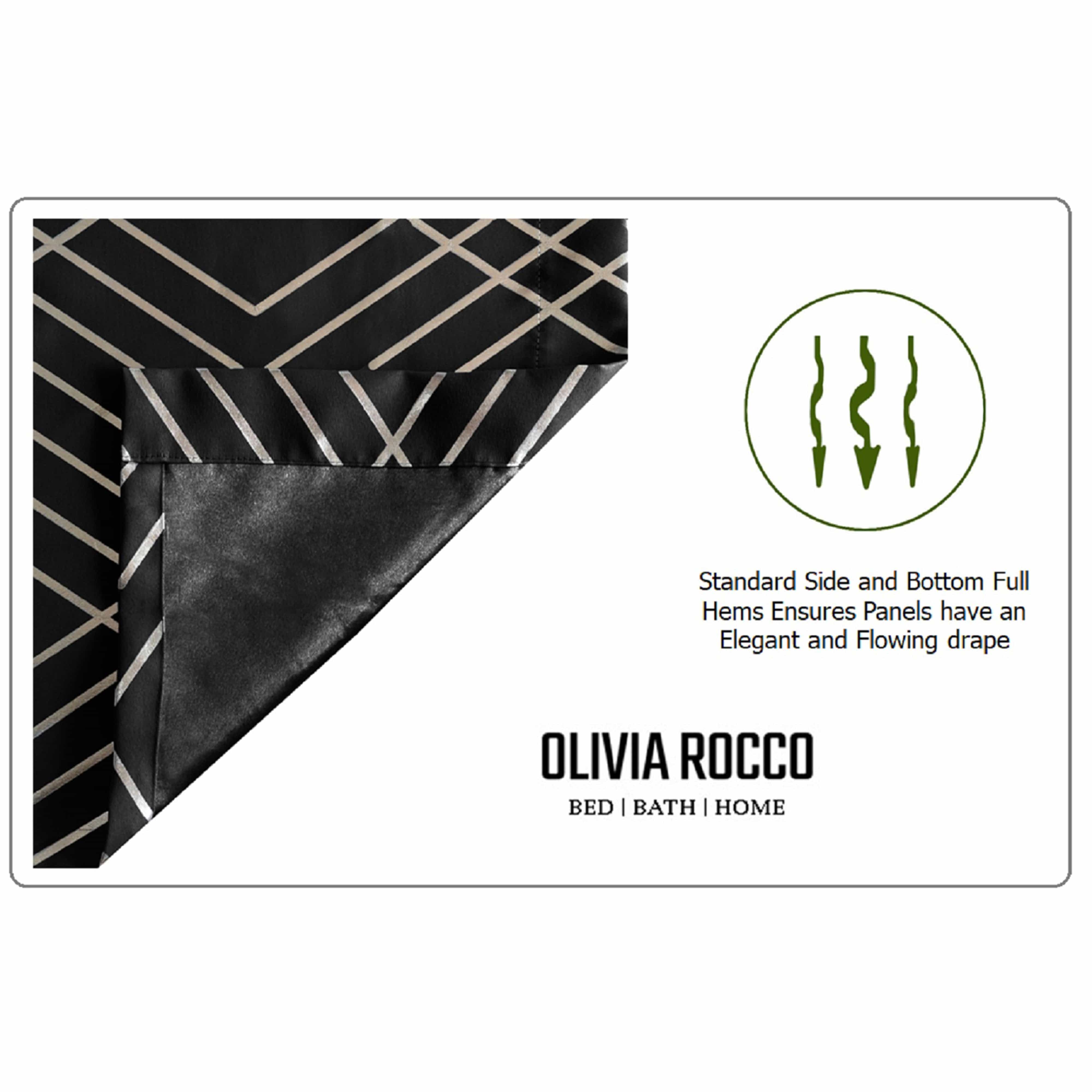 Geometric Black Sparkle Blackout Curtains Soft Thermal Insulated Eyelet Ring Top Living Room & Bedroom Drapes by OLIVIA ROCCO