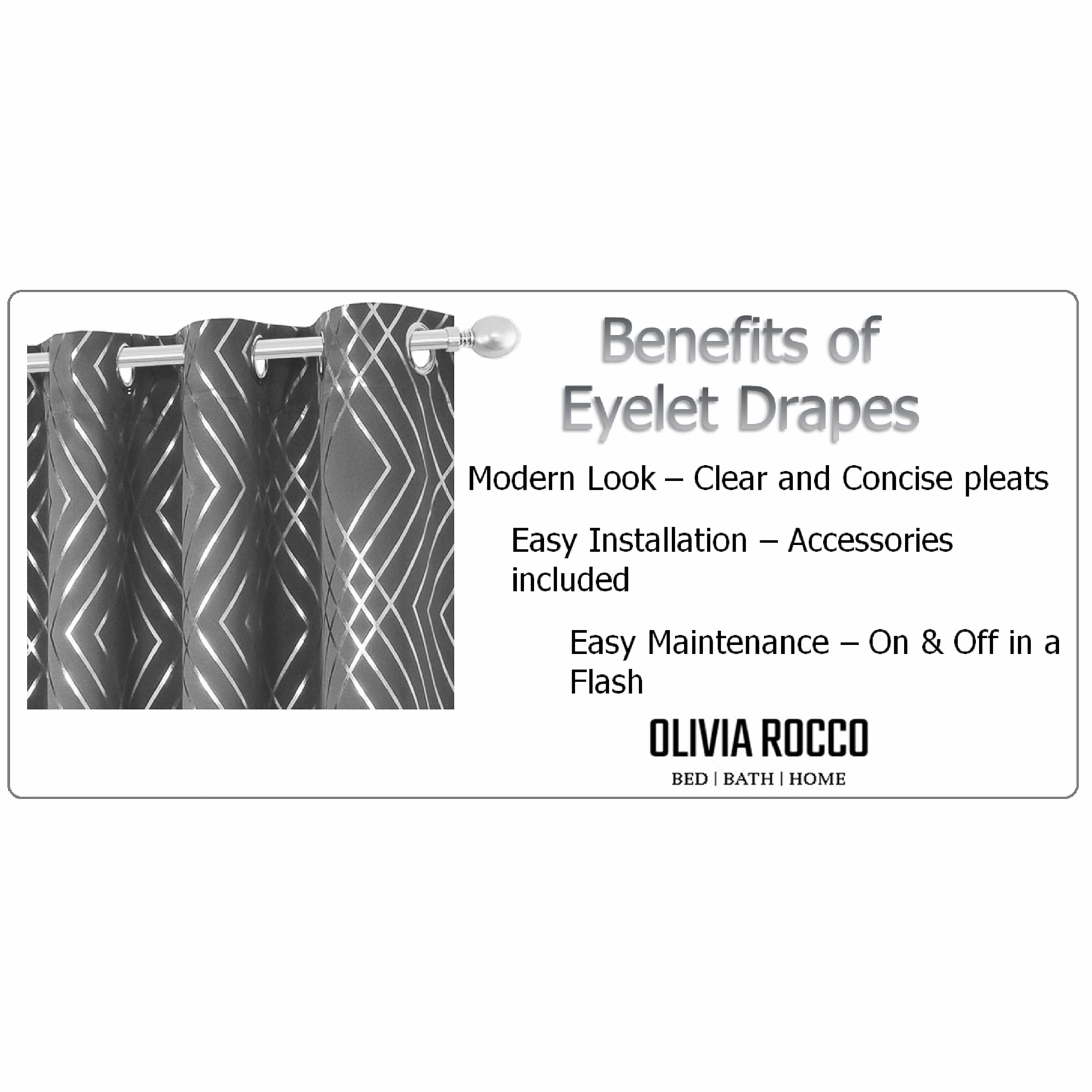 Geometric Silver Sparkle Blackout Curtains Soft Thermal Insulated Eyelet Ring Top Living Room & Bedroom Drapes by OLIVIA ROCCO