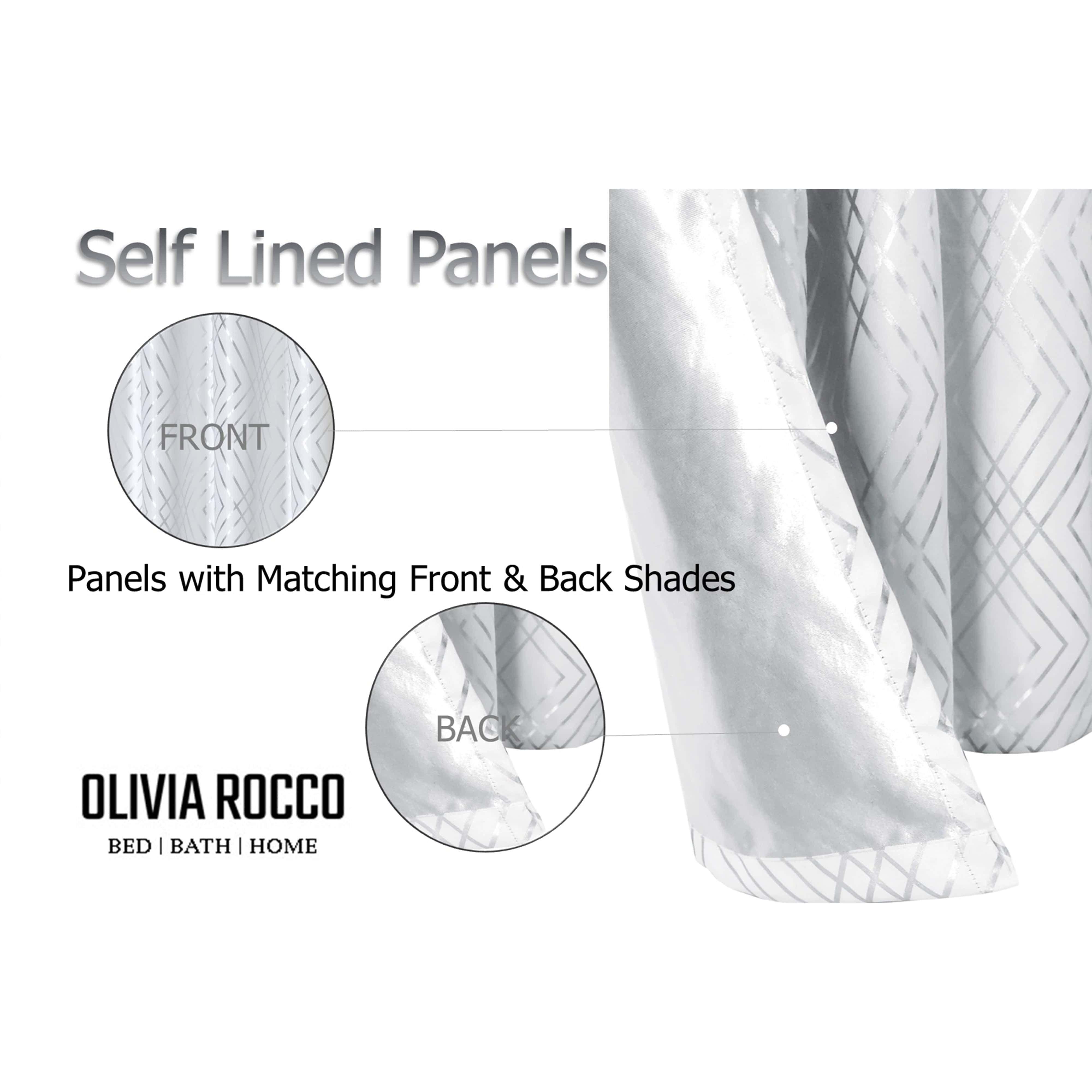 Geometric White Sparkle Blackout Curtains Soft Thermal Insulated Eyelet Ring Top Living Room & Bedroom Drapes by OLIVIA ROCCO