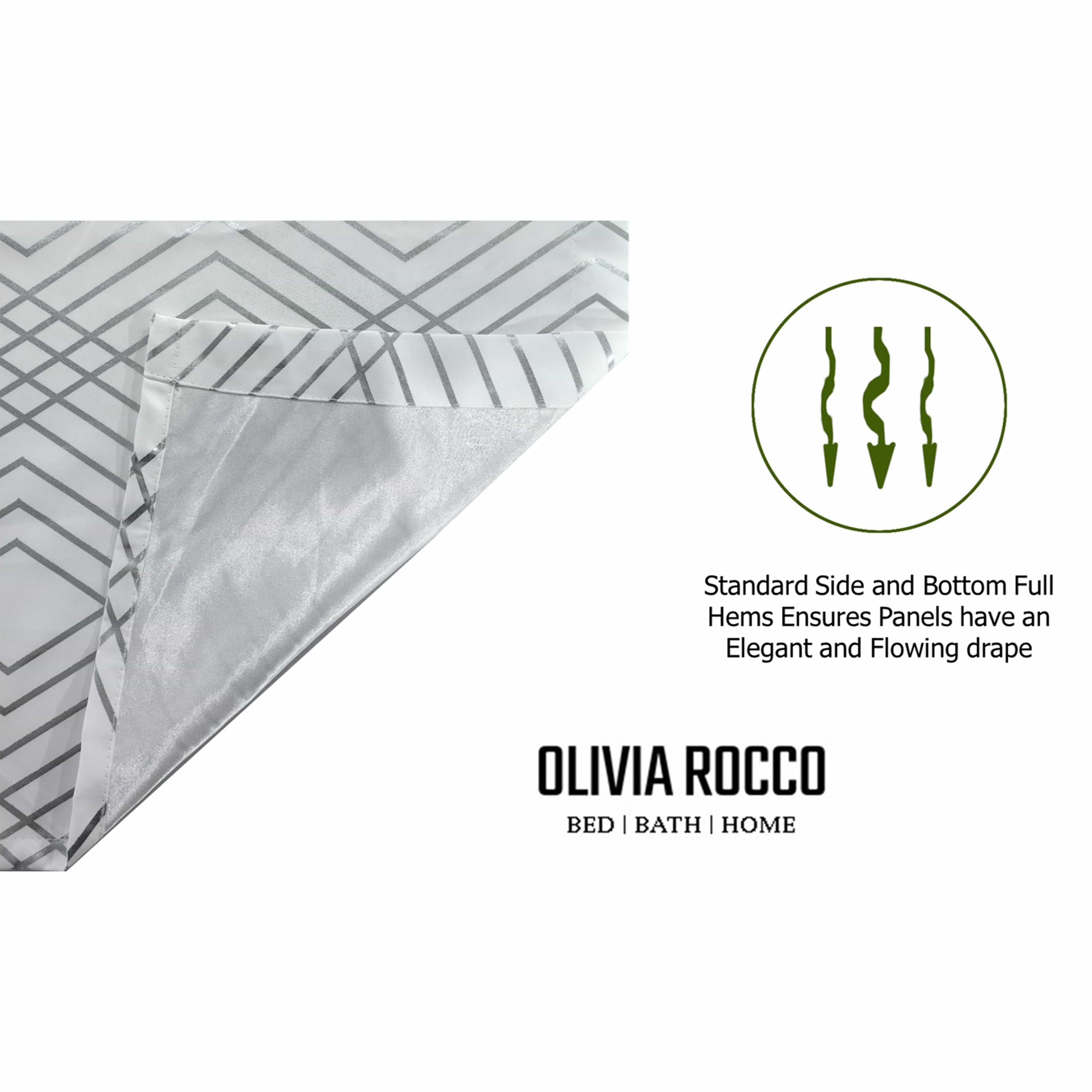 Geometric White Sparkle Blackout Curtains Soft Thermal Insulated Eyelet Ring Top Living Room & Bedroom Drapes by OLIVIA ROCCO