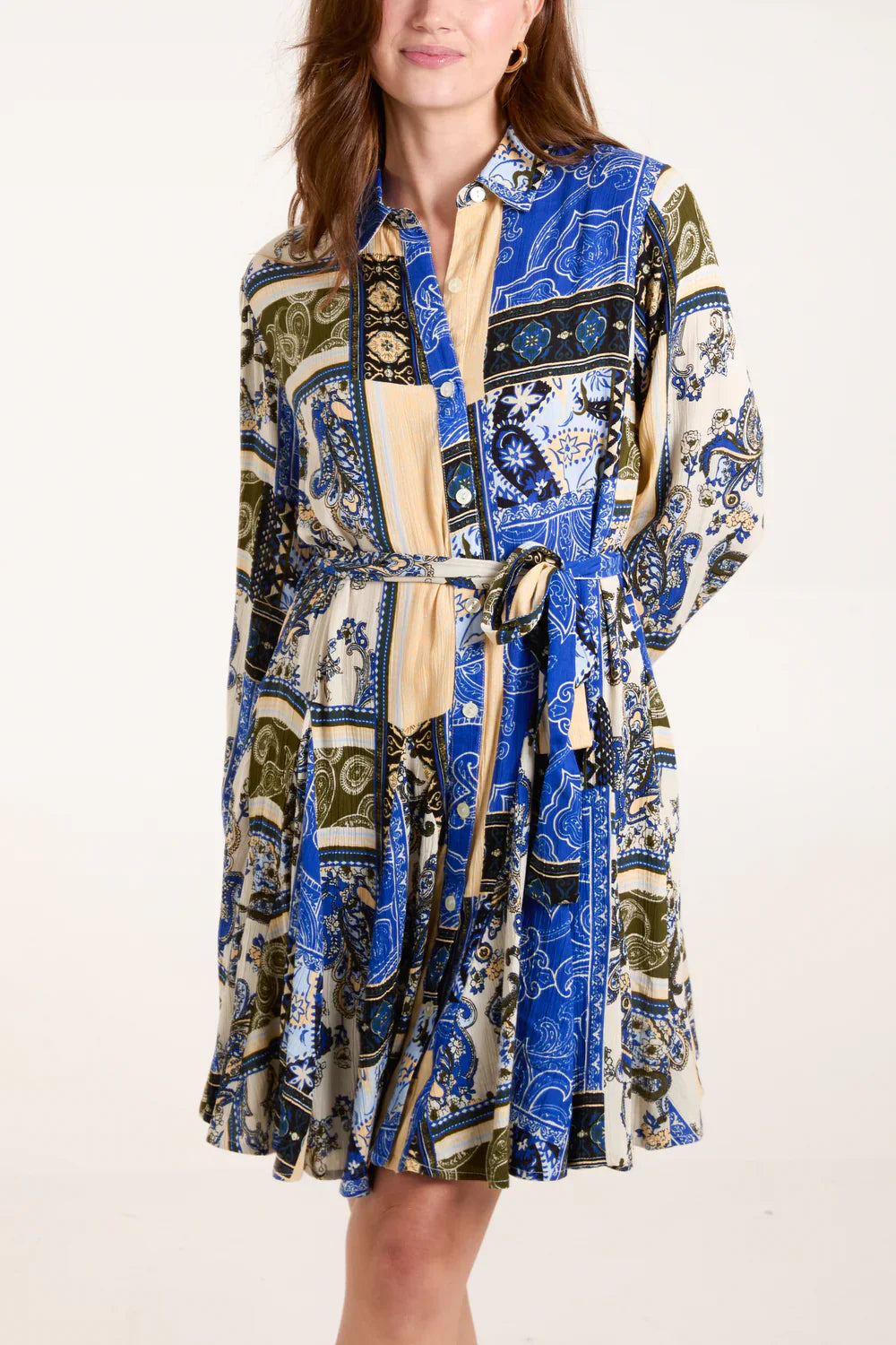 Godet Shirt Dress Blue