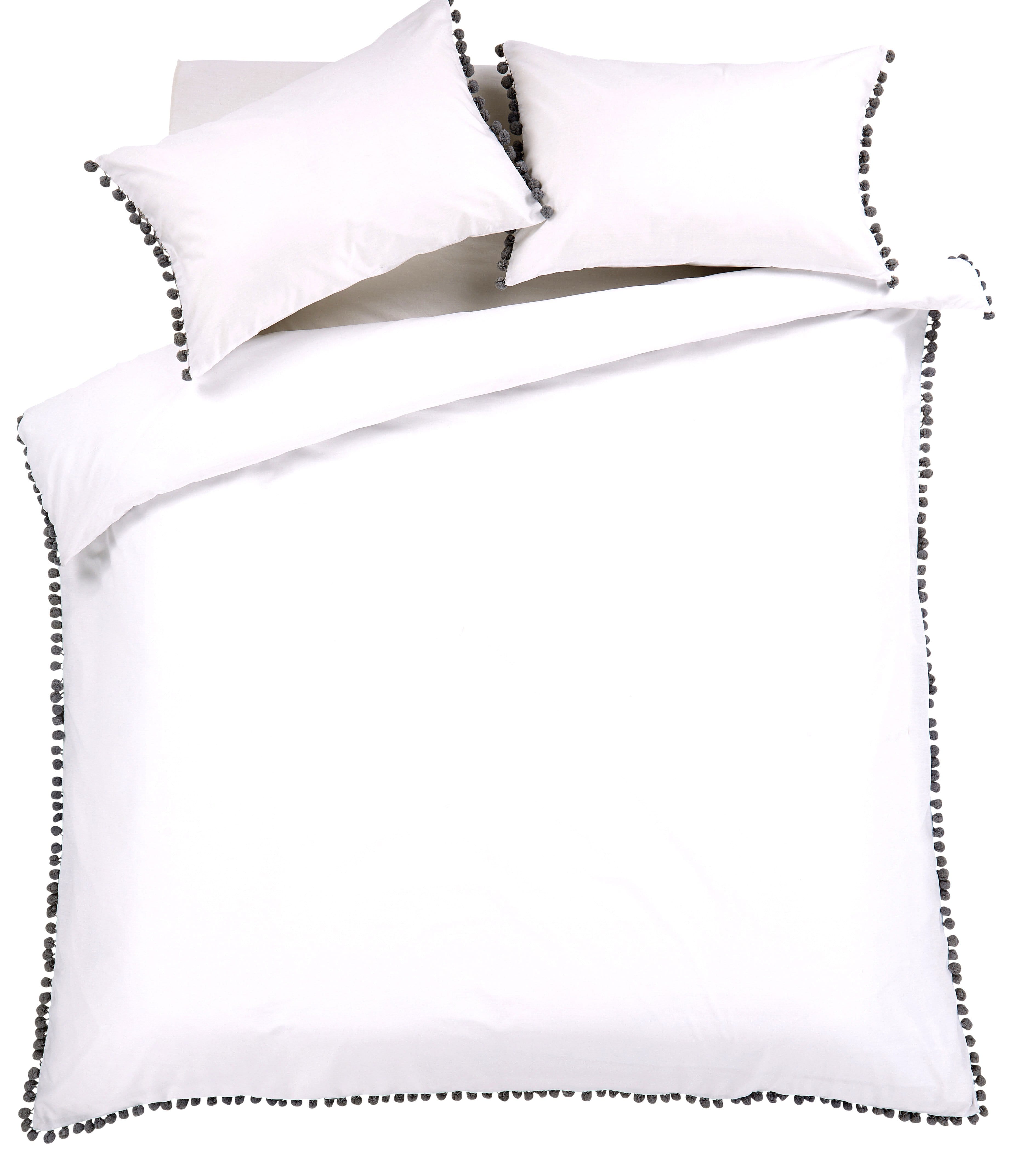 Hand Stitched Pom Pom Cotton Rich Duvet Set Durable Elegant Bedding in Multiple Sizes and Colours Perfect for Master Suites and Guest Rooms by OLIVIA ROCCO