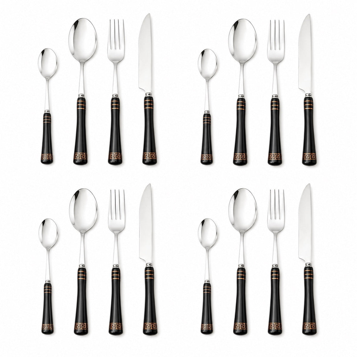 Heritage Gold 16-Piece Cutlery Set – Black