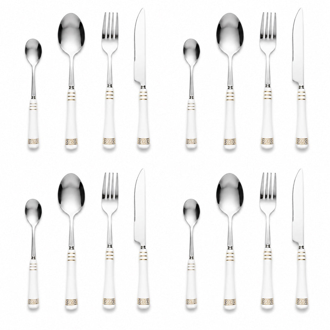 Heritage Gold 16-Piece Cutlery Set – White