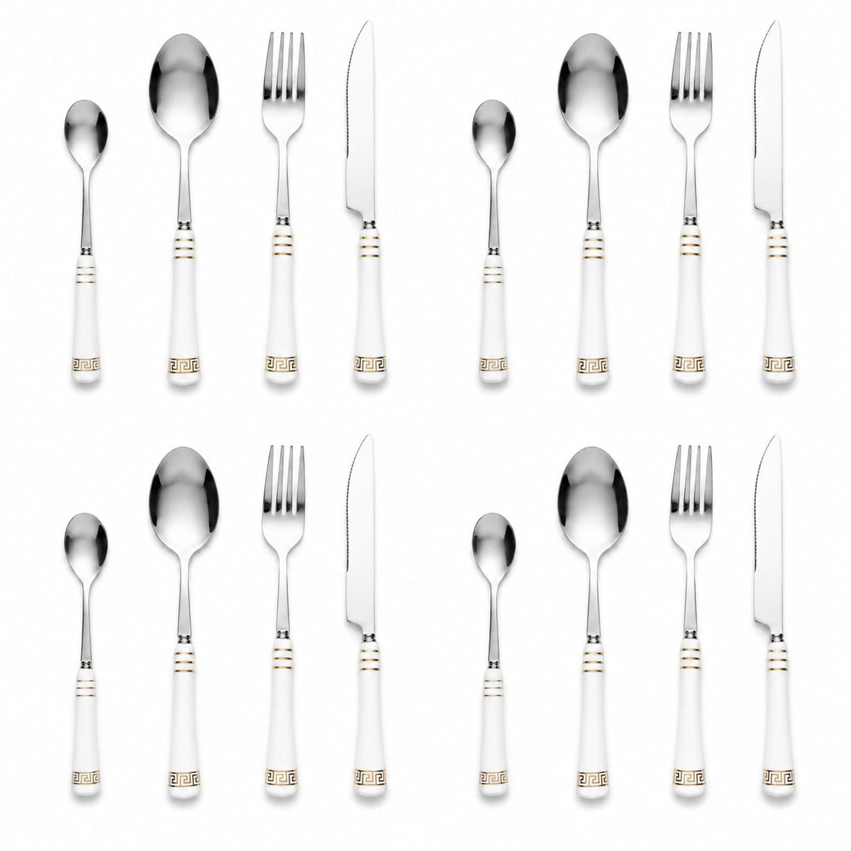 Heritage Gold 16-Piece Cutlery Set – White