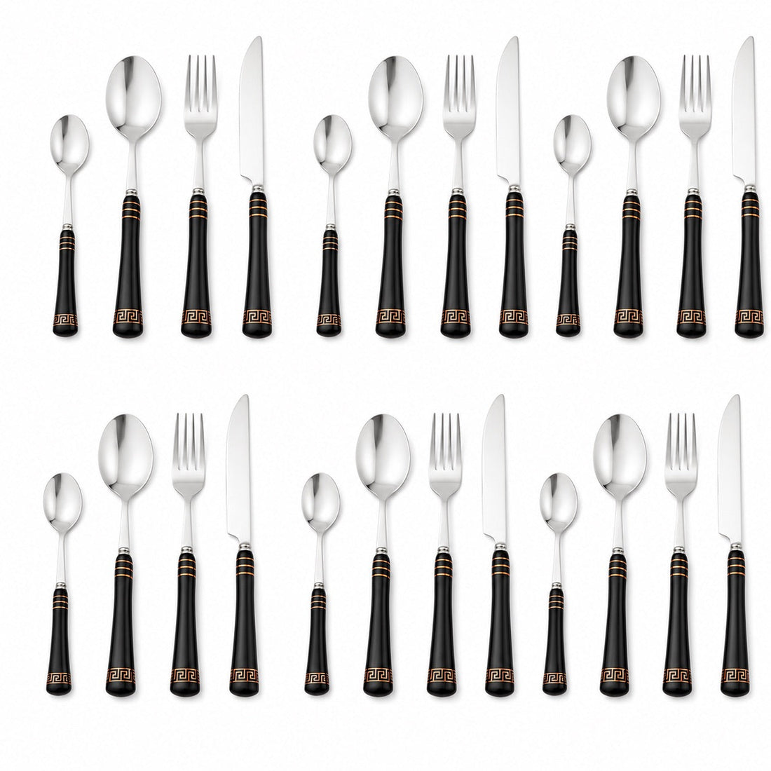 Heritage Gold 24-Piece Cutlery Set – Black