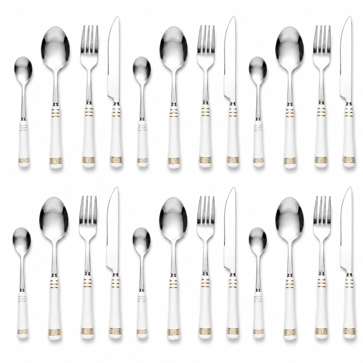 Heritage Gold 24-Piece Cutlery Set – White