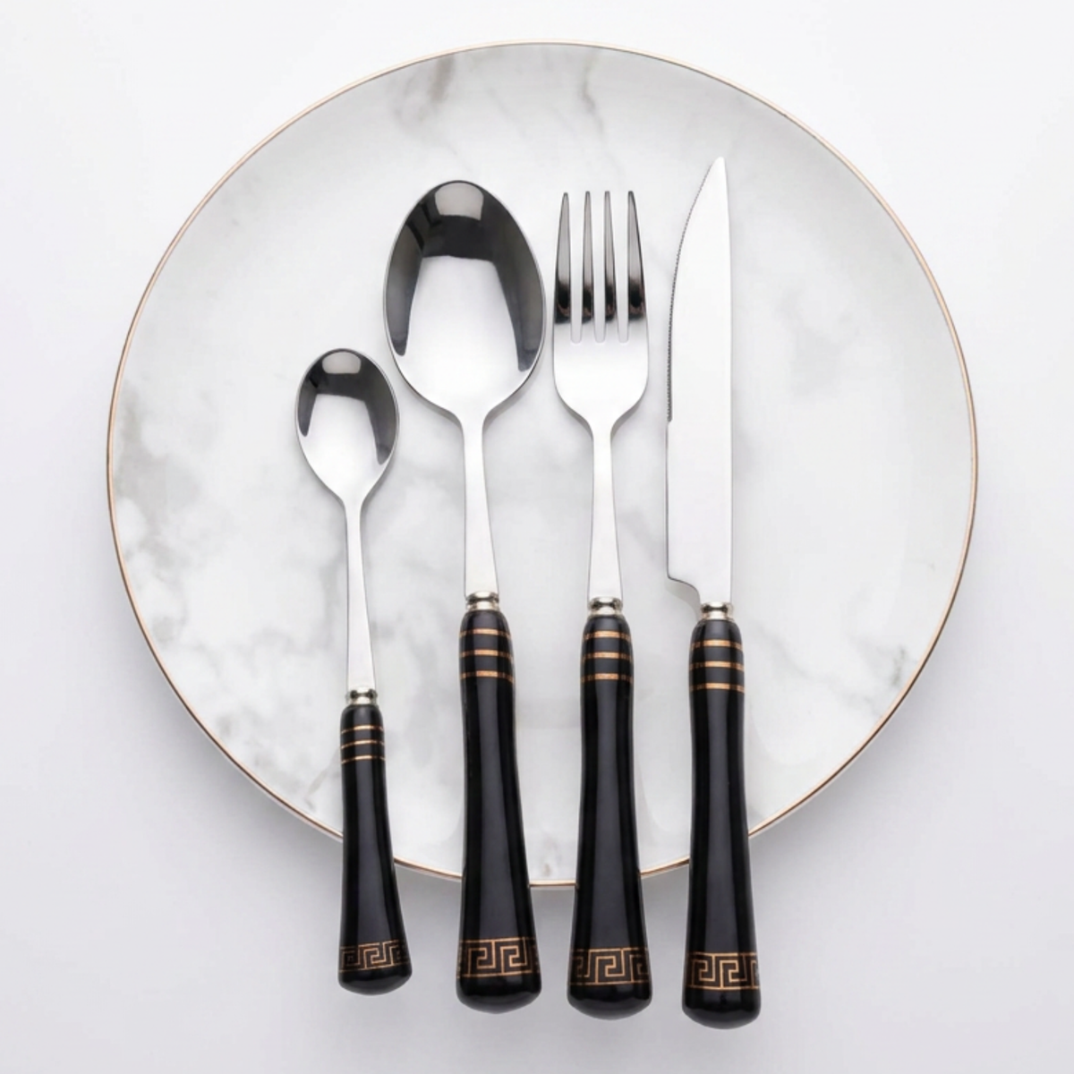 Heritage Gold 24-Piece Cutlery Set – Black