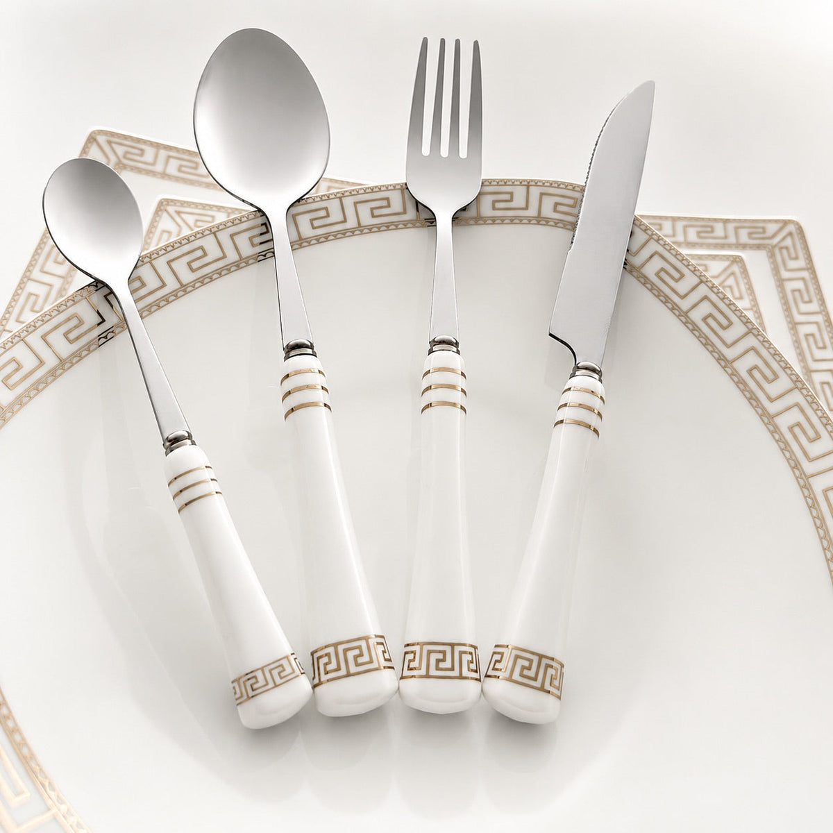 Heritage Gold 24-Piece Cutlery Set – White