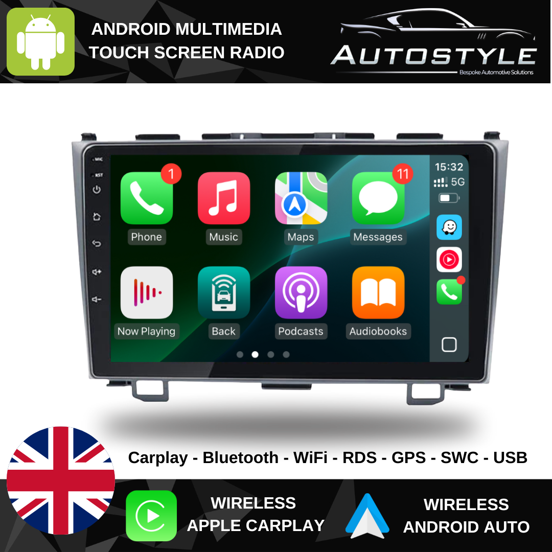 Honda CRV CR-V 3 RE Apple Carplay / Android Auto 9" Stereo Upgrade 2006-2012