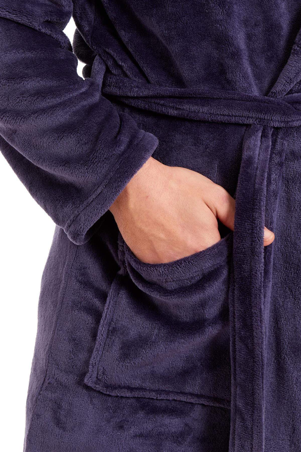 Hooded Ultra-Absorbing Plush Flannel Bathrobe for Men Soft Fleece Warm Dressing Gown Perfect for Home Hotel Gym Spa and Lounge in Stylish Colours by Daisy Dreamer