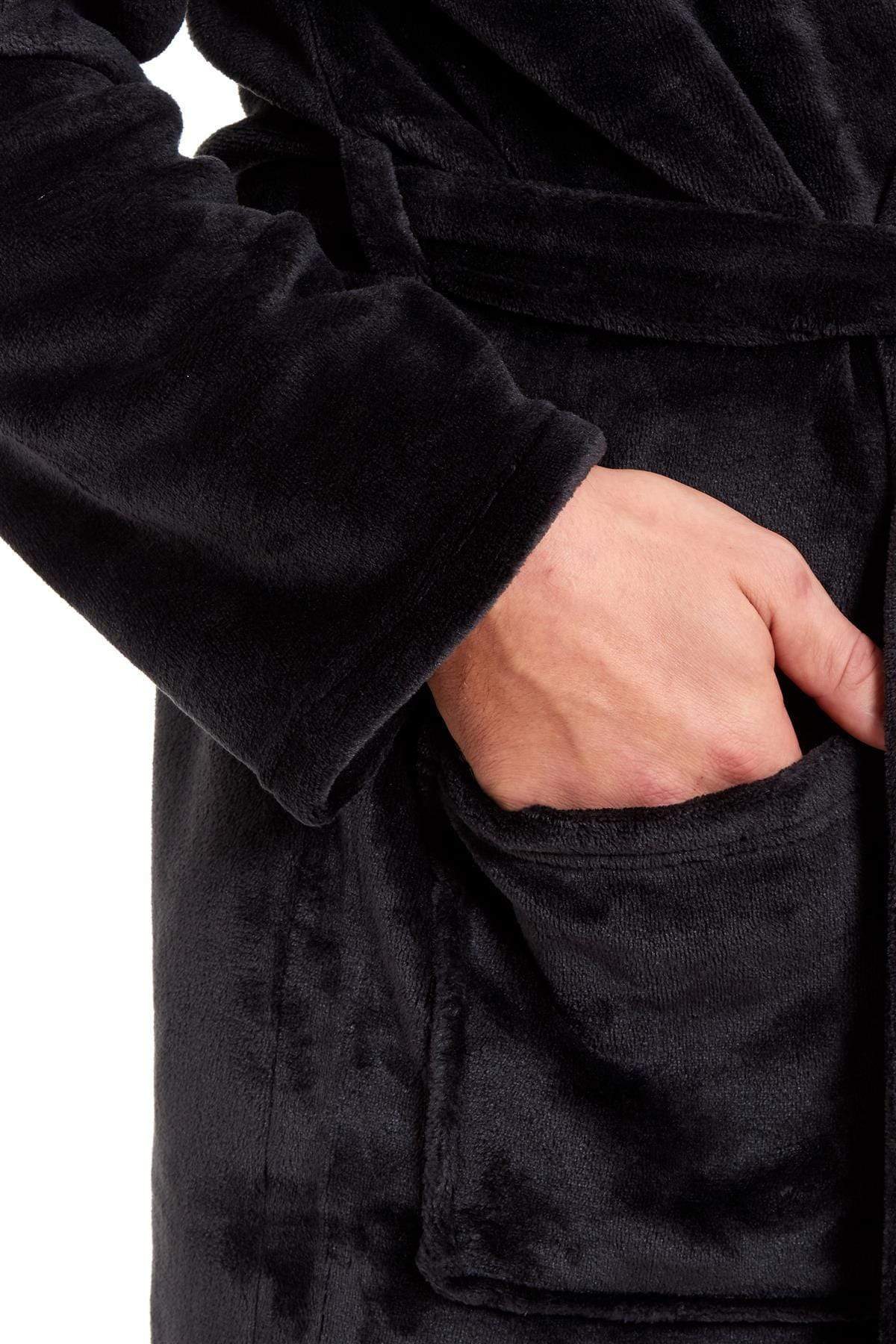 Hooded Ultra-Absorbing Plush Flannel Bathrobe for Men Soft Fleece Warm Dressing Gown Perfect for Home Hotel Gym Spa and Lounge in Stylish Colours by Daisy Dreamer