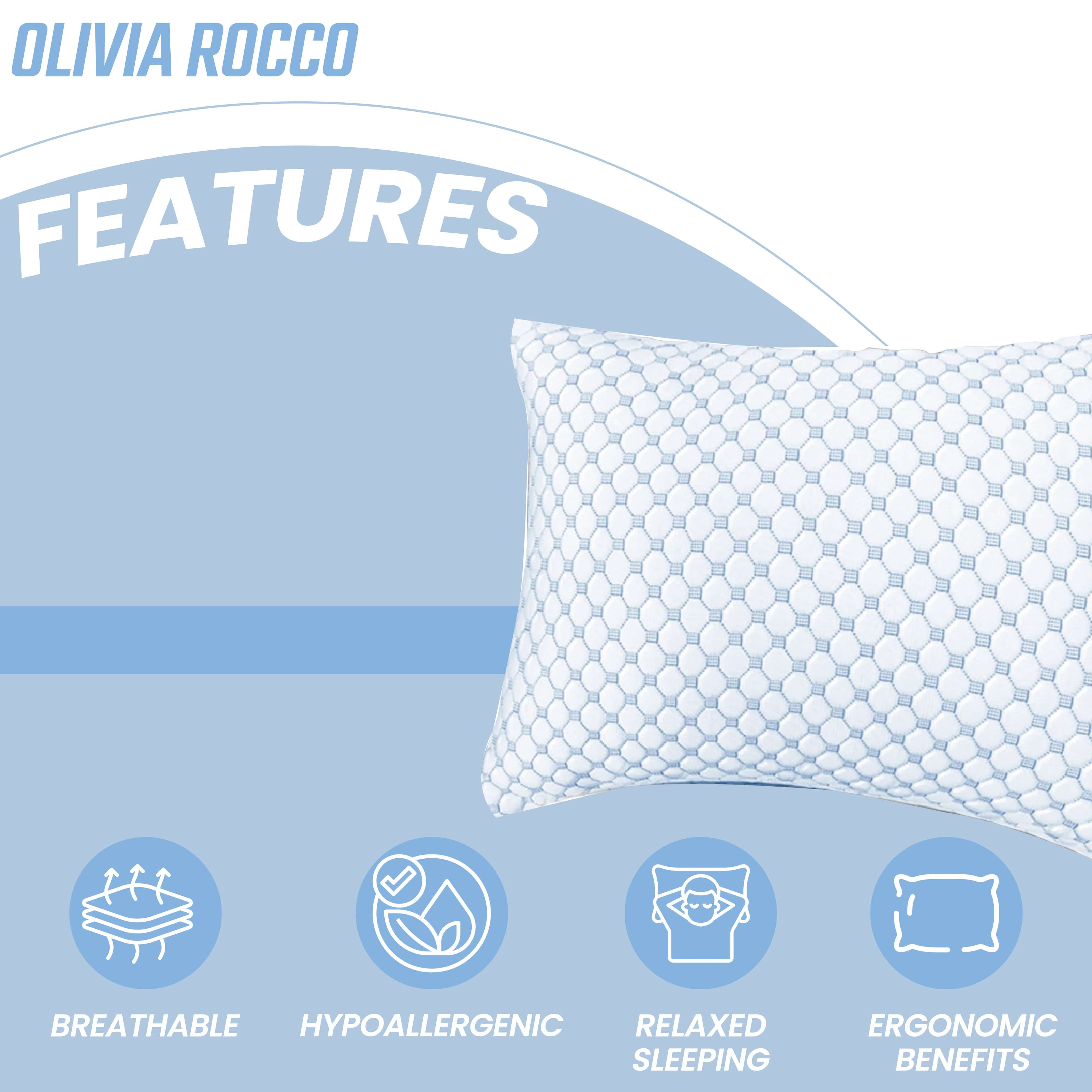 Ice Cool Unique Hypoallergenic Cooling Memory Foam Pillow for Nightlong Comfort and Breathable Sleep Support by OLIVIA ROCCO