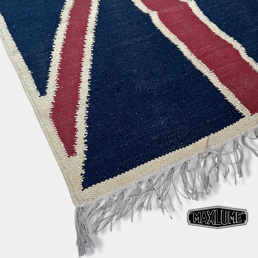 Union Jack Rug Handmade Jute British Flag Design knotted Reversible 5ft x 2.5ft