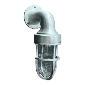Shingham ~ Bulkhead Outdoor & Garden Wall Light | Cast Raw Pewter | 8 Inch