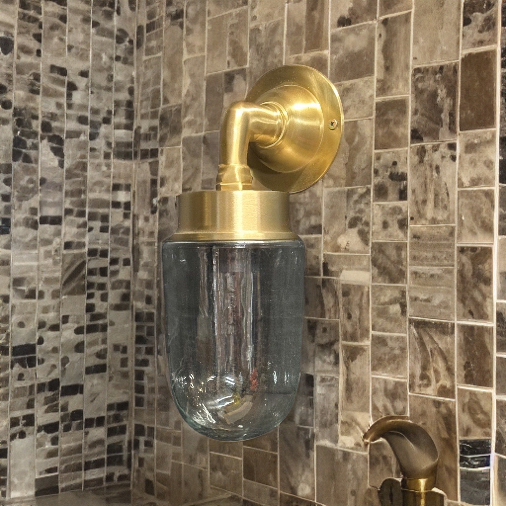 Paston ~ Bulkhead Outdoor & Bathroom Sconce Wall Light Solid Brass |  11.5 Inch