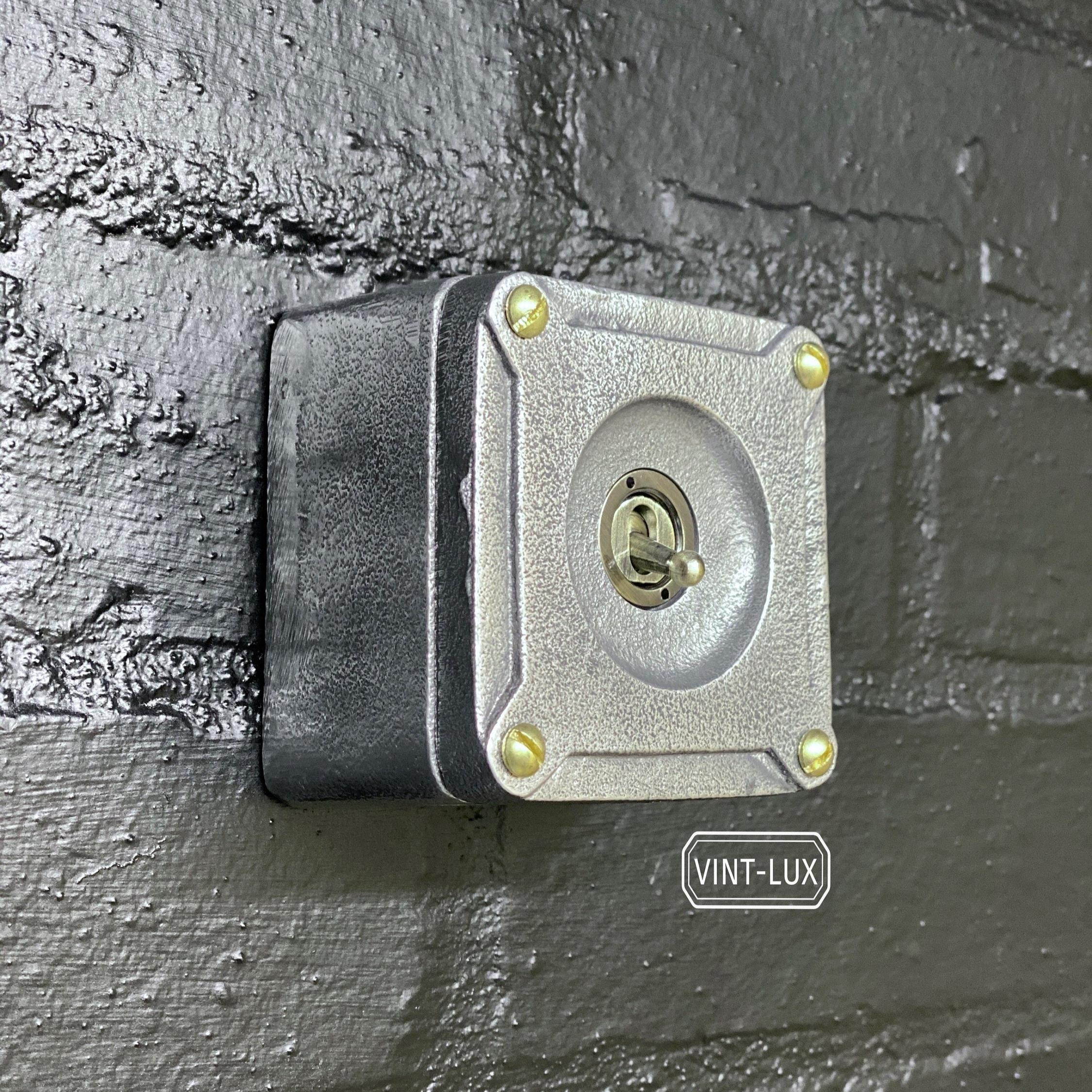 Single Gang 2 Way Conduit Surface Mounting Light Switch Solid Cast Metal Industrial ~ BS EN Approved Vintage Britmac Style