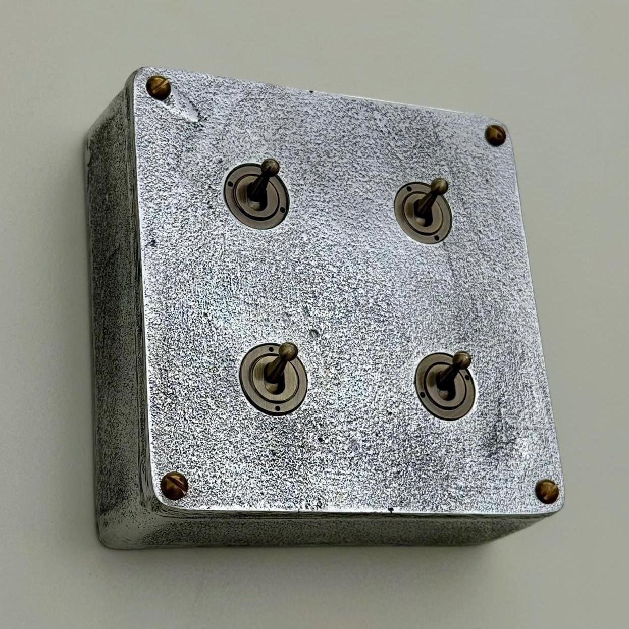 4 Gang 2 Way Solid Cast Metal Conduit Light Switch Industrial - Vintage Crabtree Style