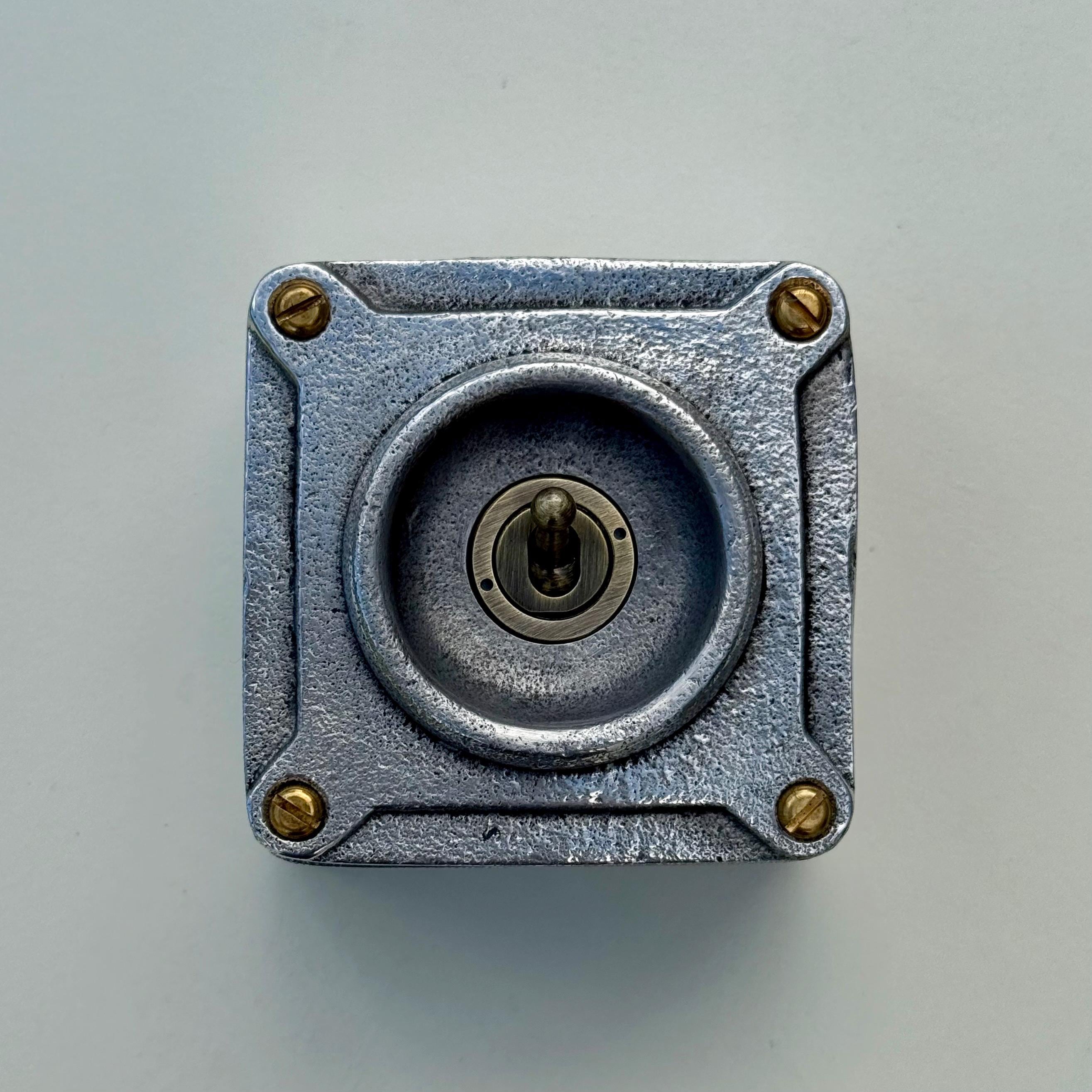 Single Gang Solid Metal Conduit Toggle Light Switch - Industrial Vintage Crabtree