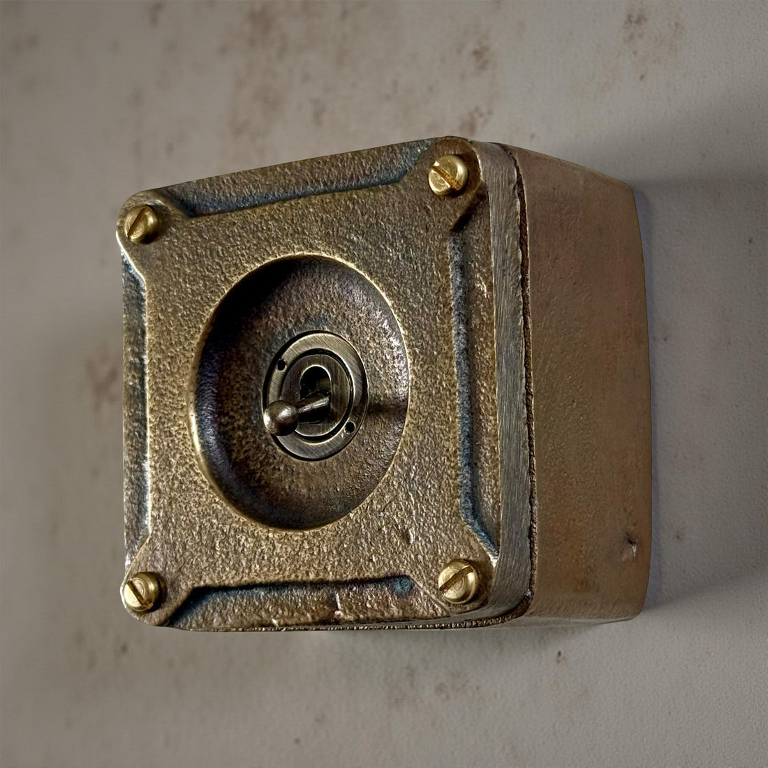 Single Gang Bronze Solid Cast Metal Surface Mounting Light Switch Industrial 2 Way - BS EN Approved Vintage Britmac Style