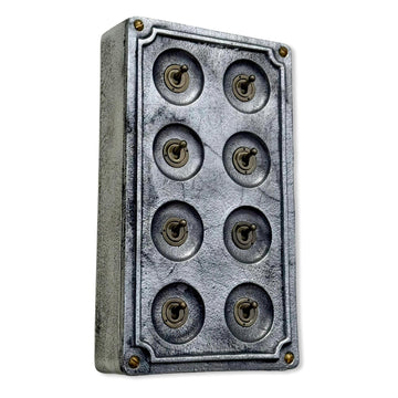8 Gang 2 Way Solid Cast Metal Conduit Light Switch Industrial - Vintage Crabtree