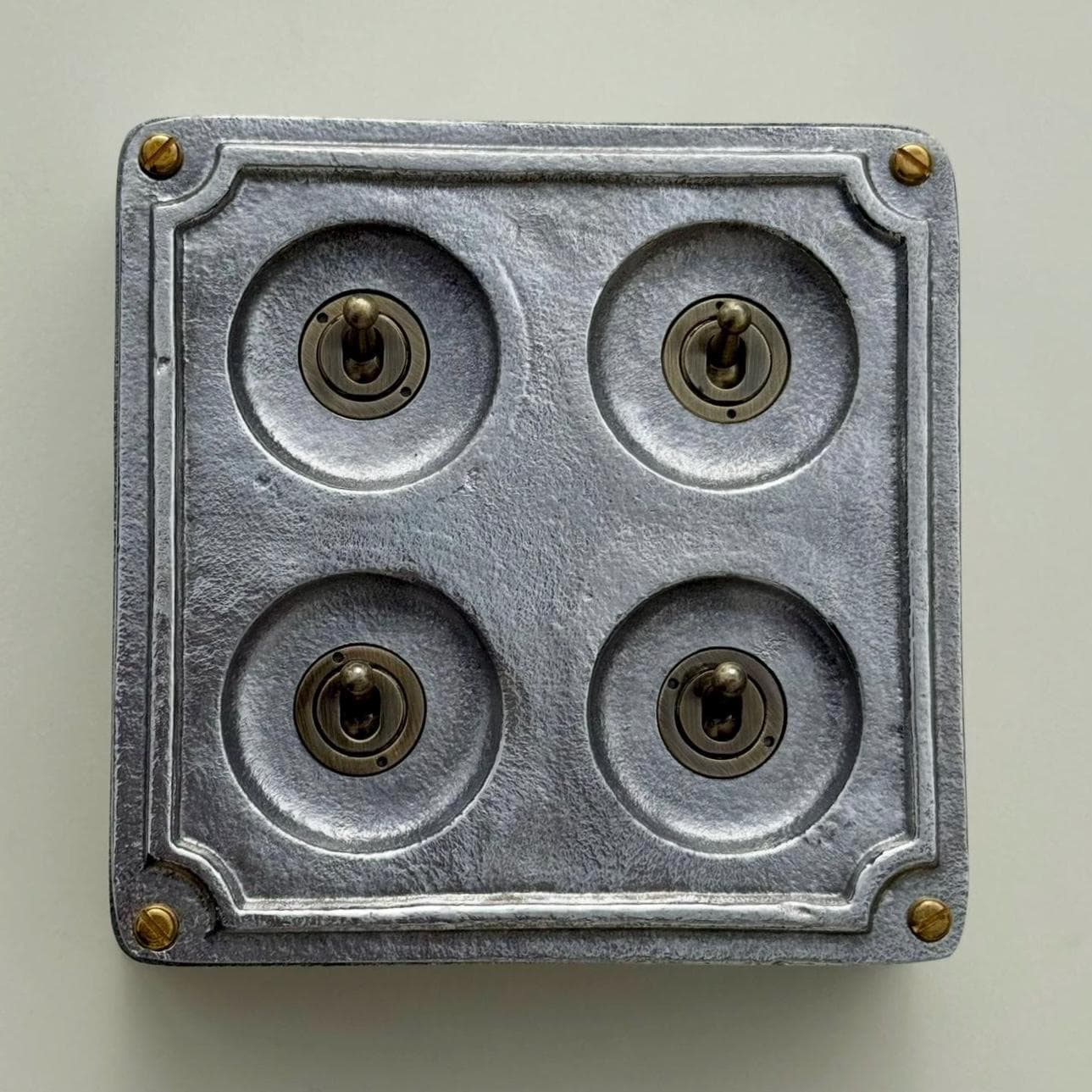 4 Gang 2 Way Solid Cast Metal Surface Mounting Conduit Light Switch Industrial - Vintage Britmac Style