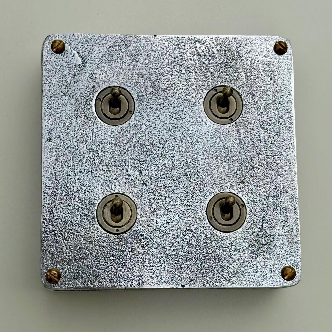 4 Gang 2 Way Solid Cast Metal Conduit Light Switch Industrial - Vintage Crabtree Style