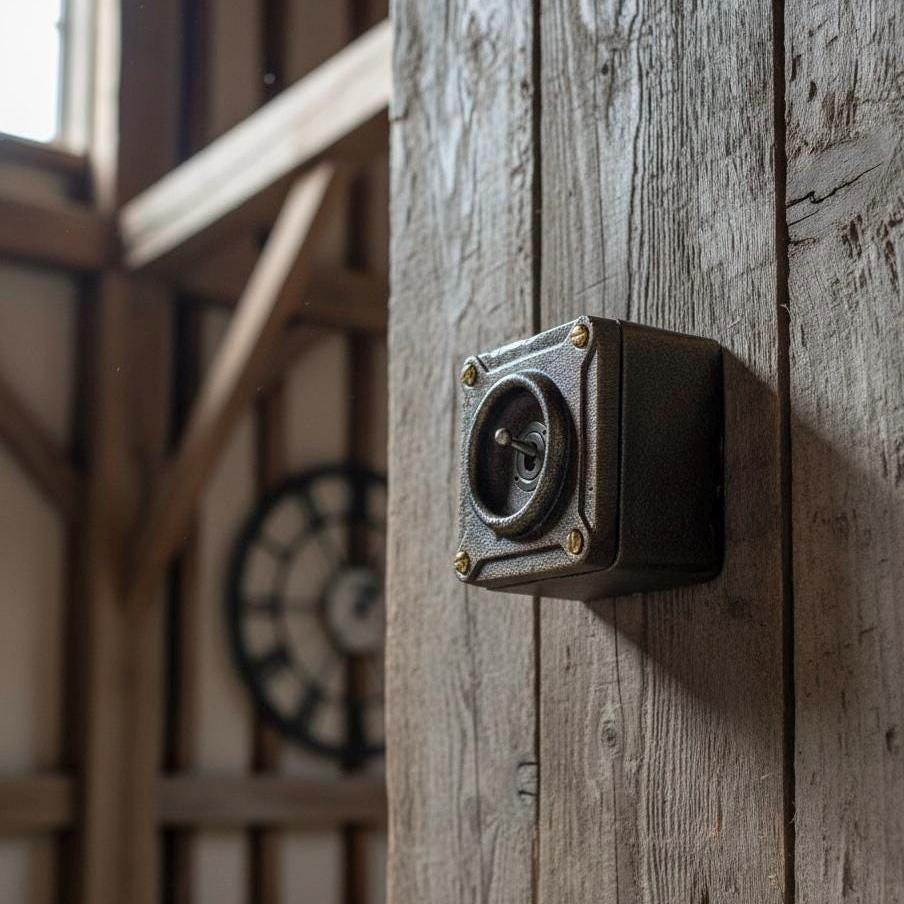 Single Gang Antique Brass Solid Conduit Toggle Light Switch - Industrial Vintage Crabtree