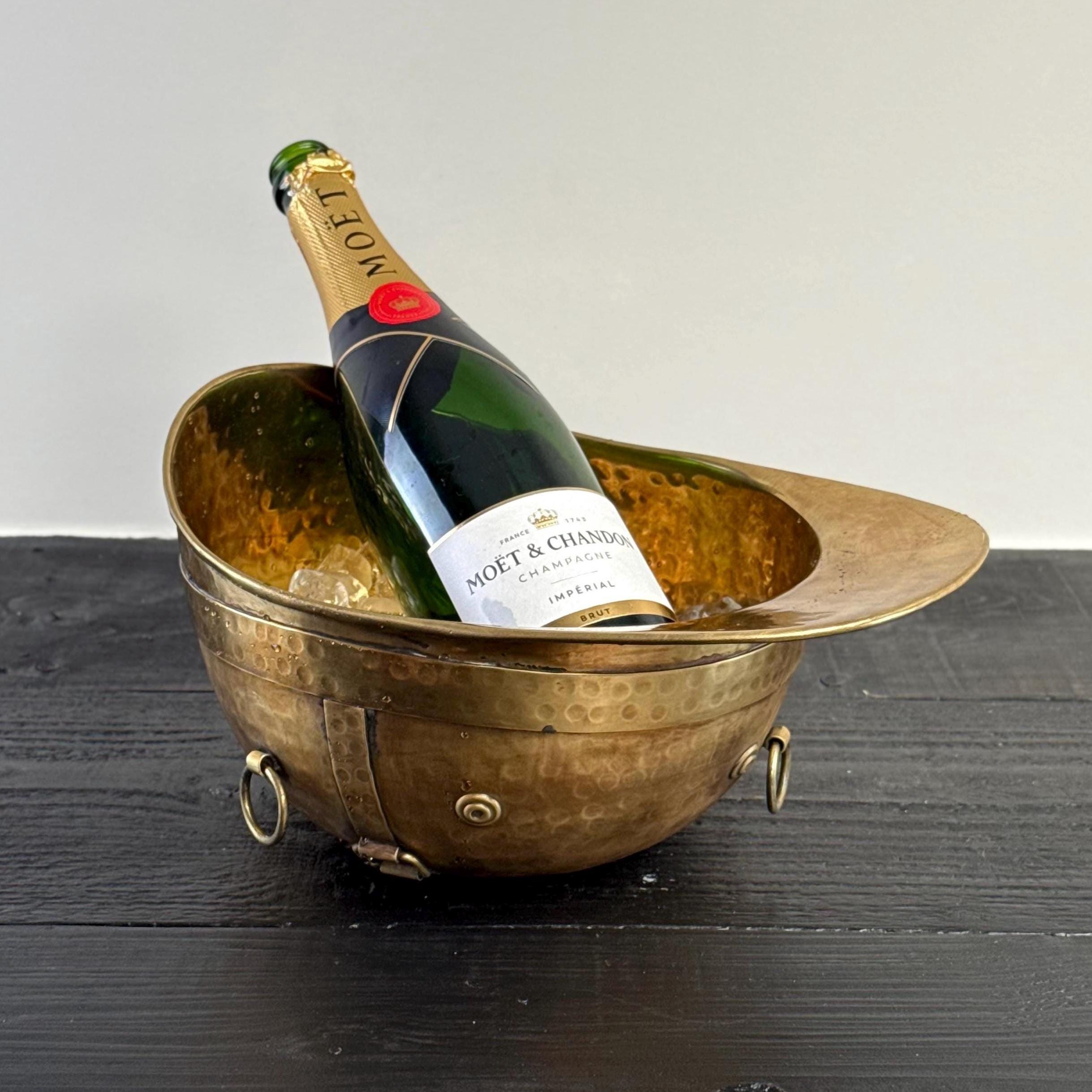 Polo Helmet Solid Antique Brass Champagne Ice Bucket | Wine Cooler