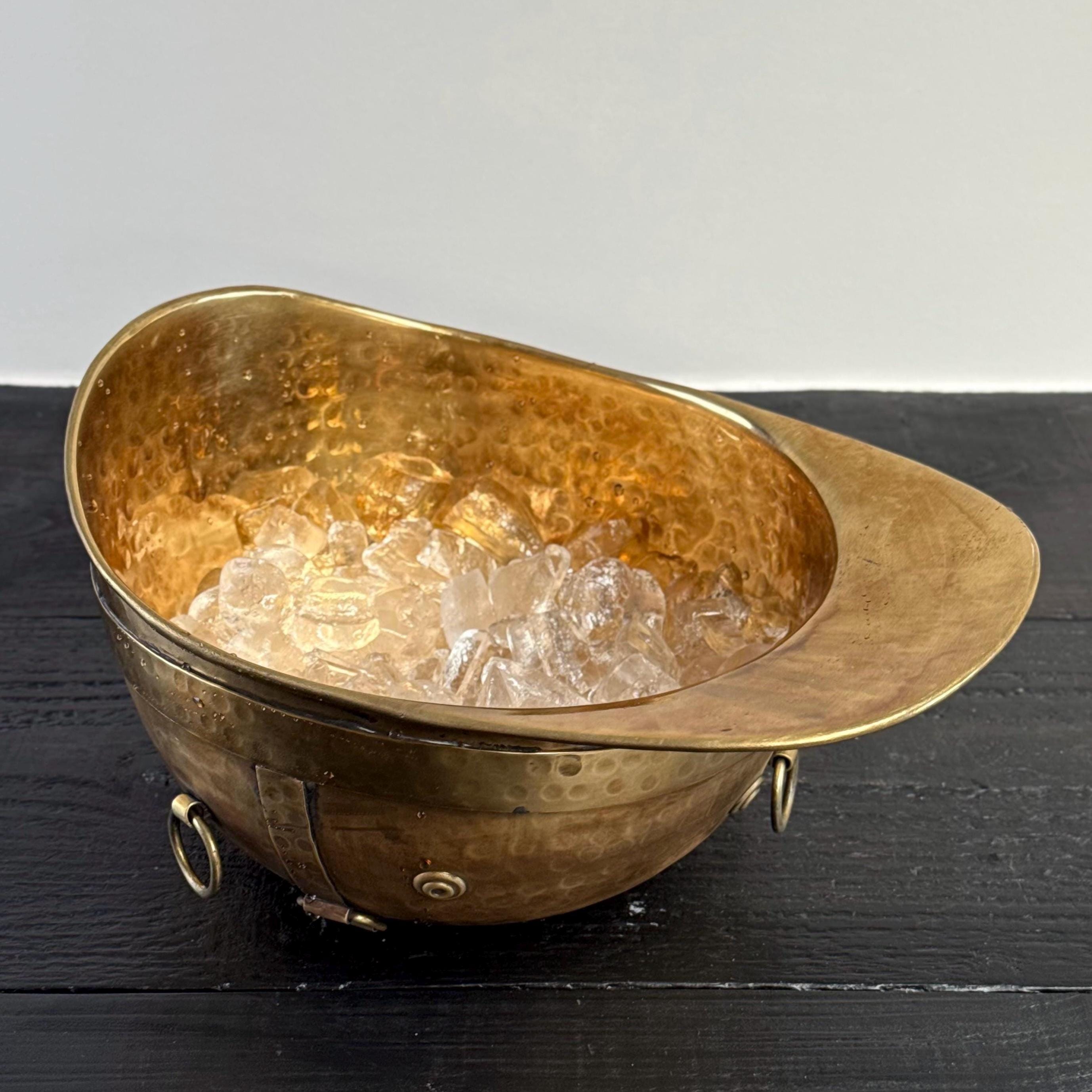 Polo Helmet Solid Antique Brass Champagne Ice Bucket | Wine Cooler