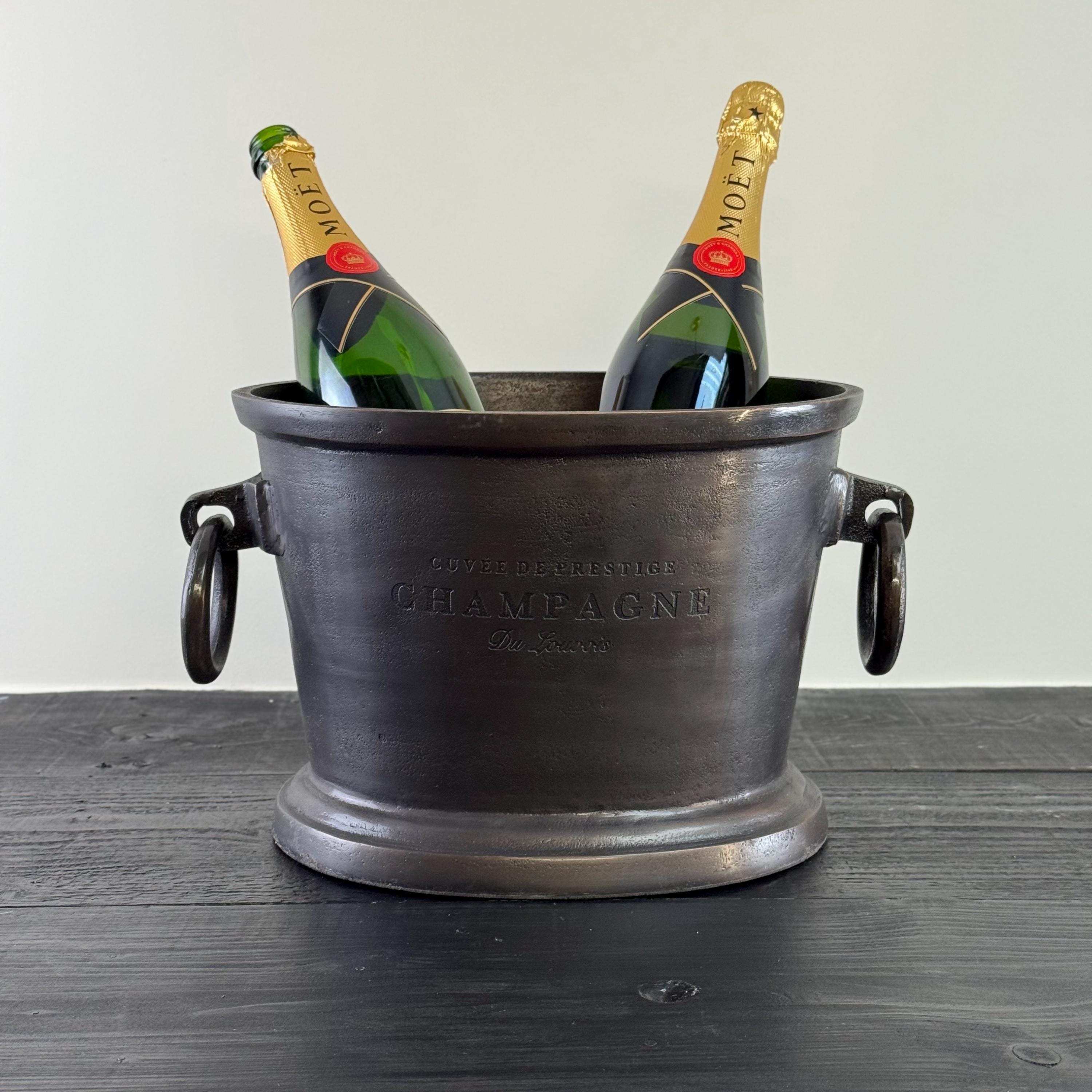Black Copper ~ Great Gatsby ~ Solid Cast Engraved Champagne Ice Bucket | Wine Cooler