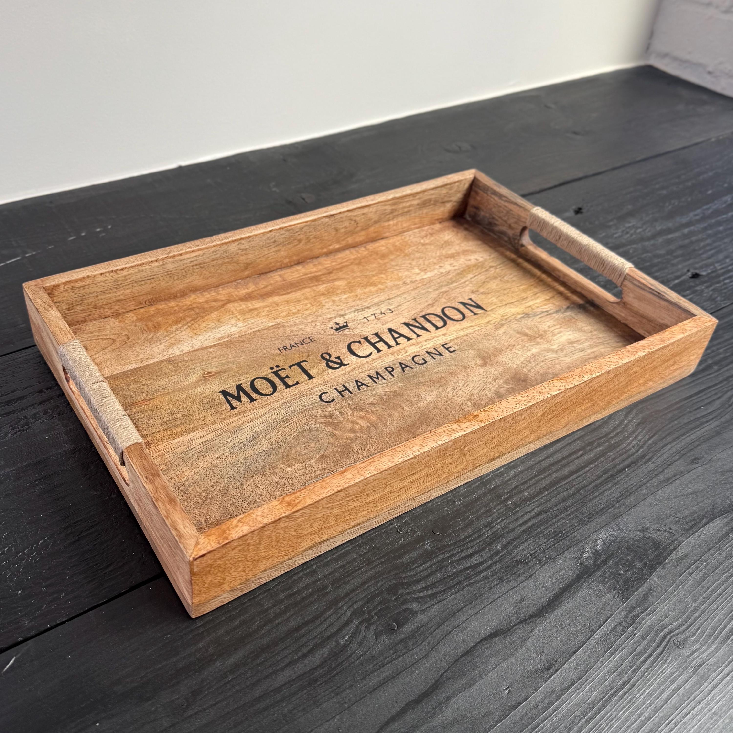 Wooden Serving Trays Moët & Chandon Champagne Butlers Crates Storage Boxes Natural Finish